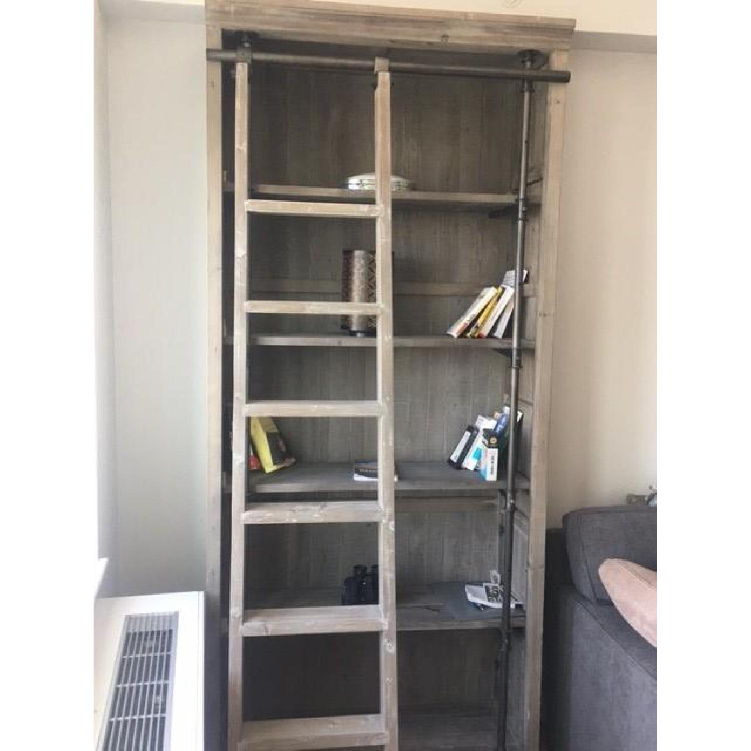 ABC Carpet and Home Grey Wood Bookcase w/ Ladder - image-1