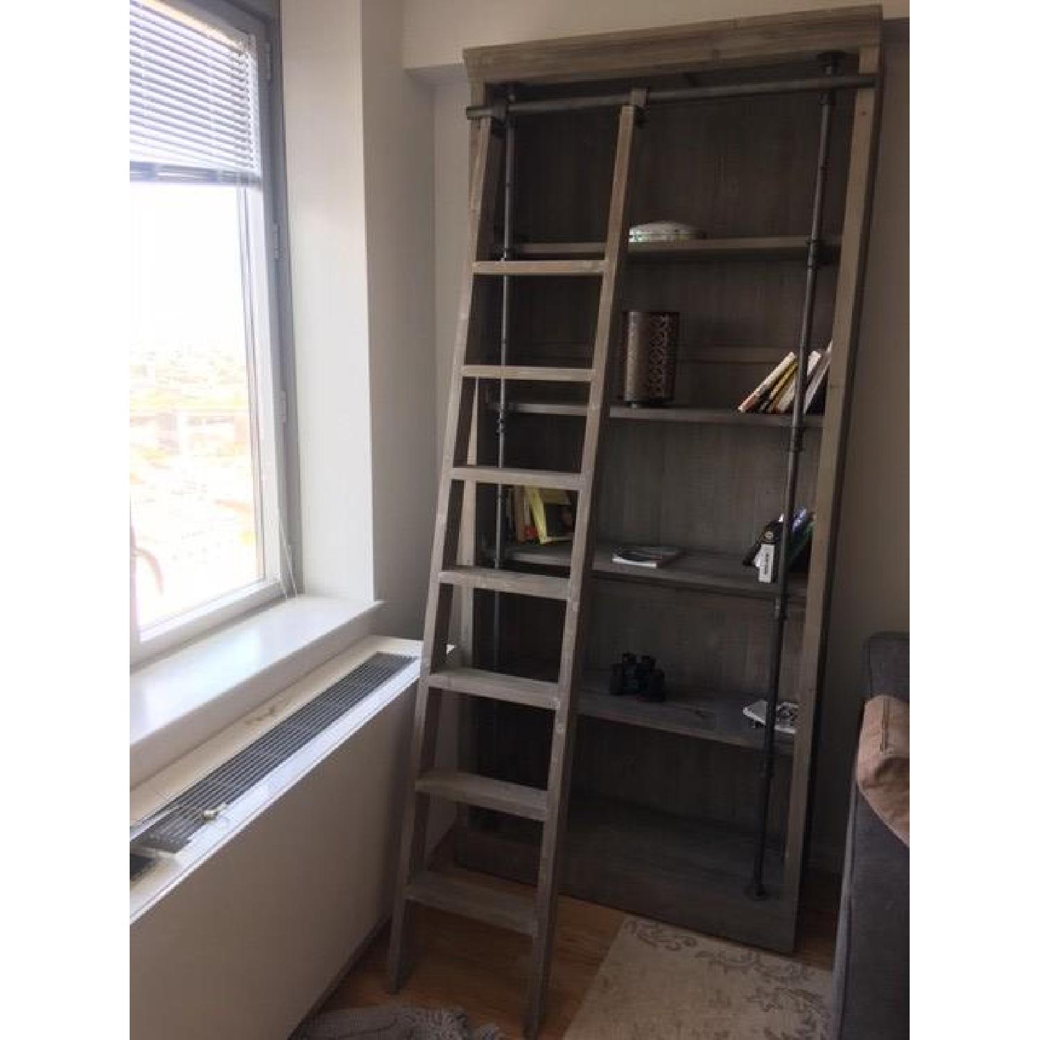 ABC Carpet and Home Grey Wood Bookcase w/ Ladder - image-4