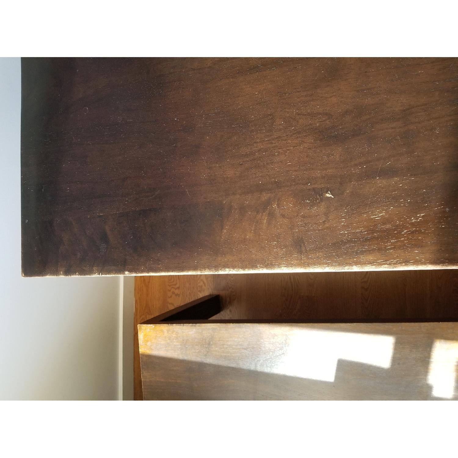 Custom-Made Dark Wood Dining Table w/ 2 Benches - image-5