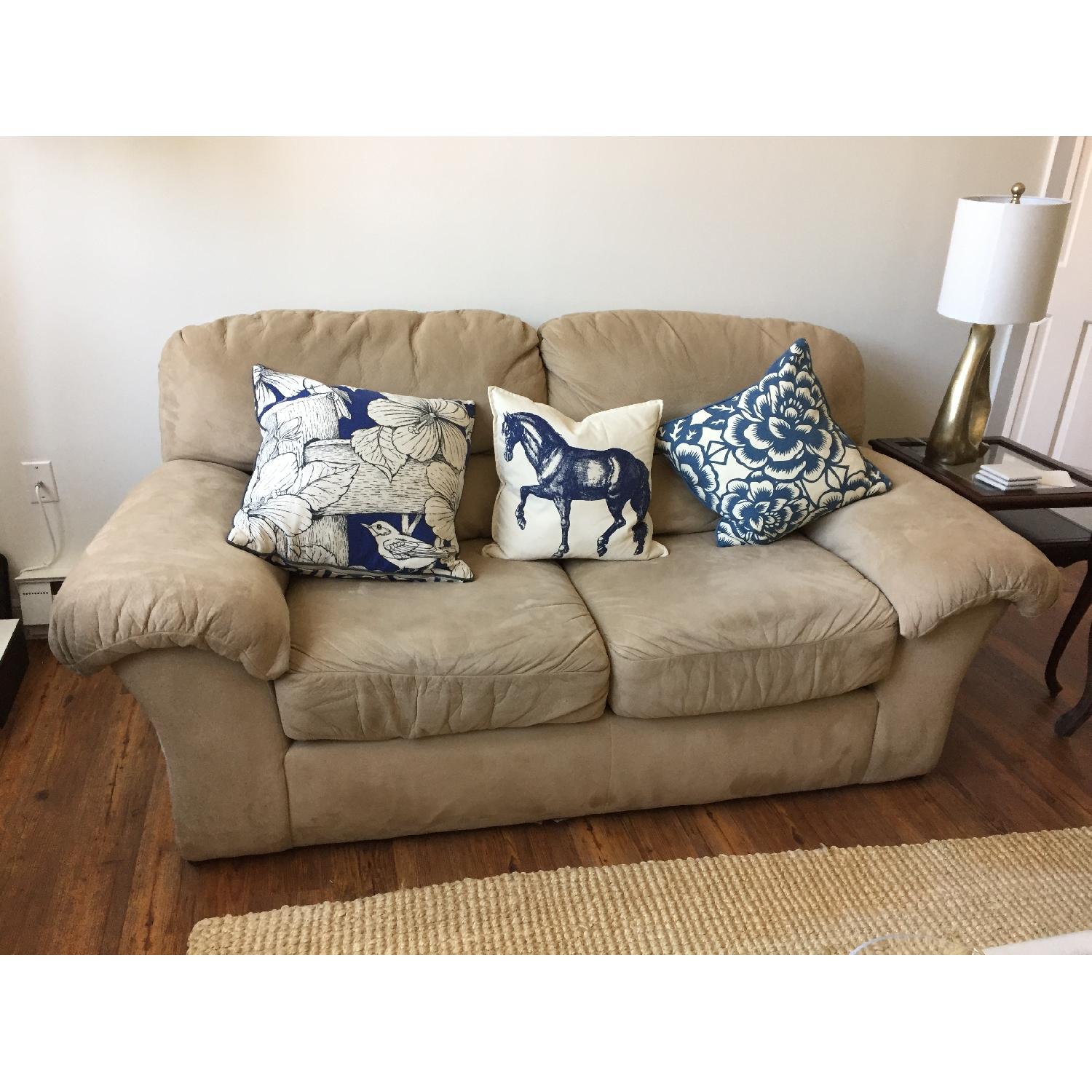 Beige Suede Sofa - image-1