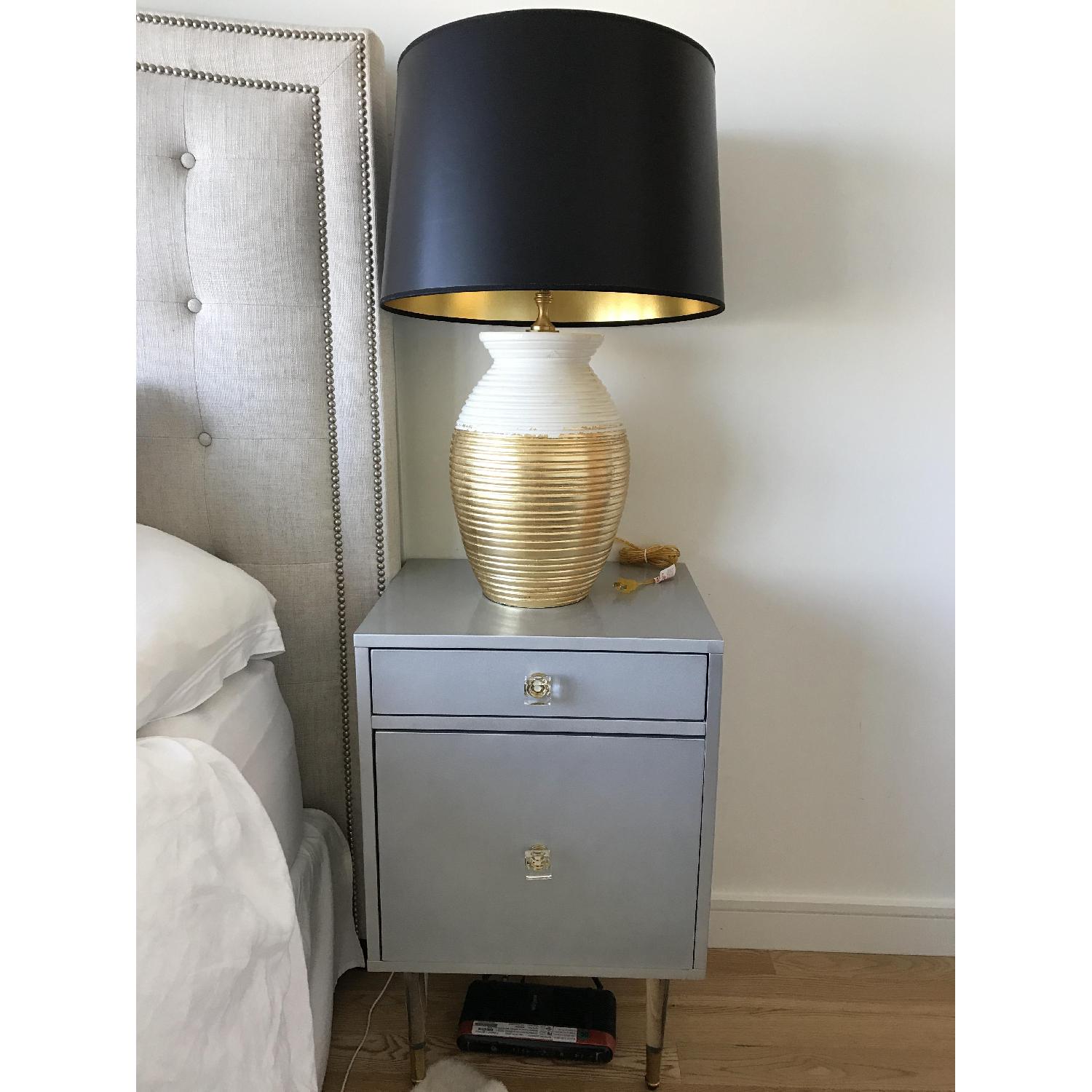 One Kings Lane Gold White & Black Ada Jar Couture Table Lamp - image-1
