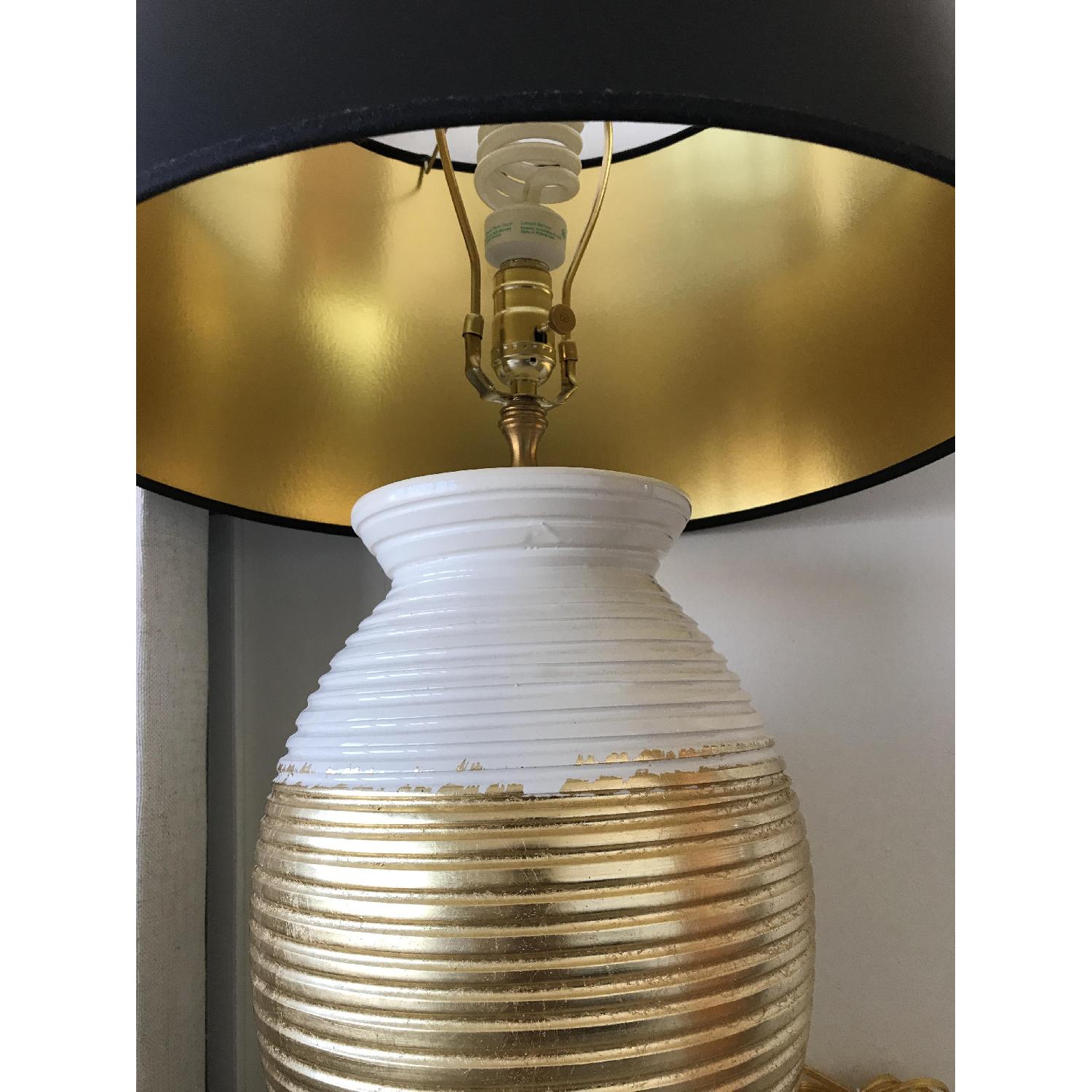 One Kings Lane Gold White & Black Ada Jar Couture Table Lamp - image-2