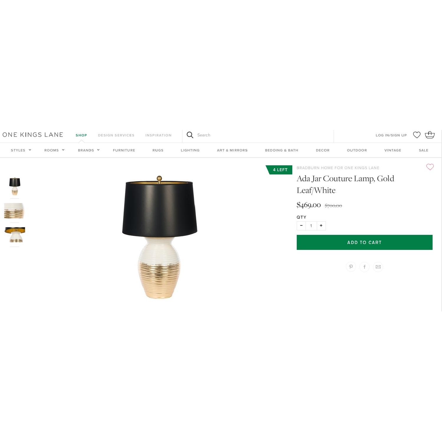 One Kings Lane Gold White & Black Ada Jar Couture Table Lamp - image-4