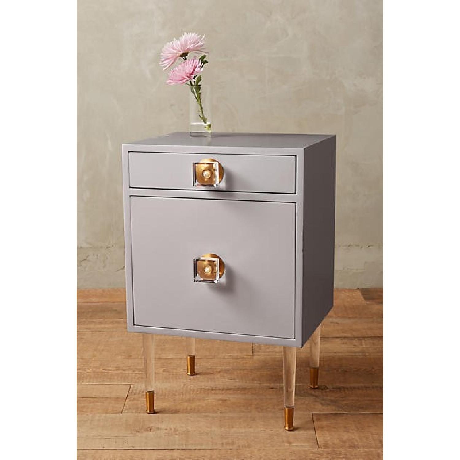 Anthropologie Gray Lucite Bedside Table - image-7