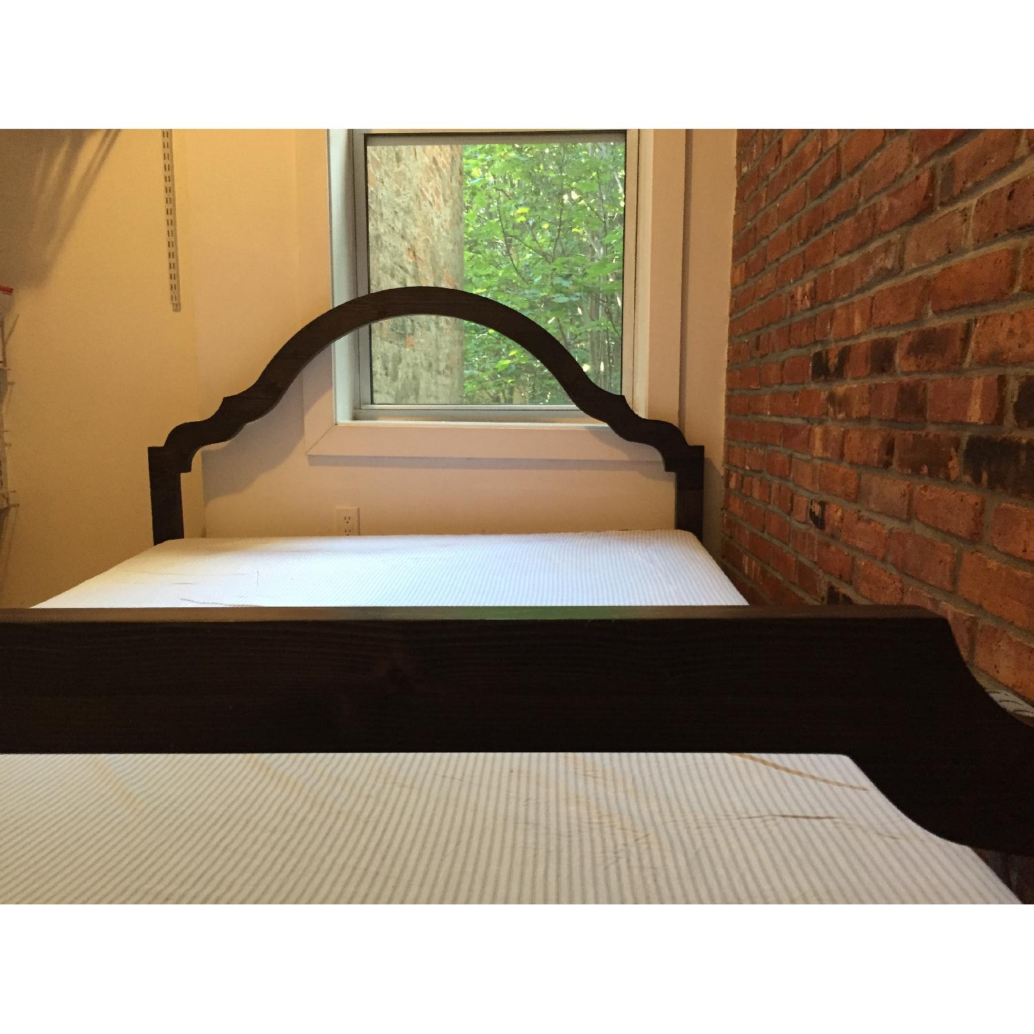 CB2 Silhouette Dark Wood Queen Bed Frame w/ Headboard - image-1