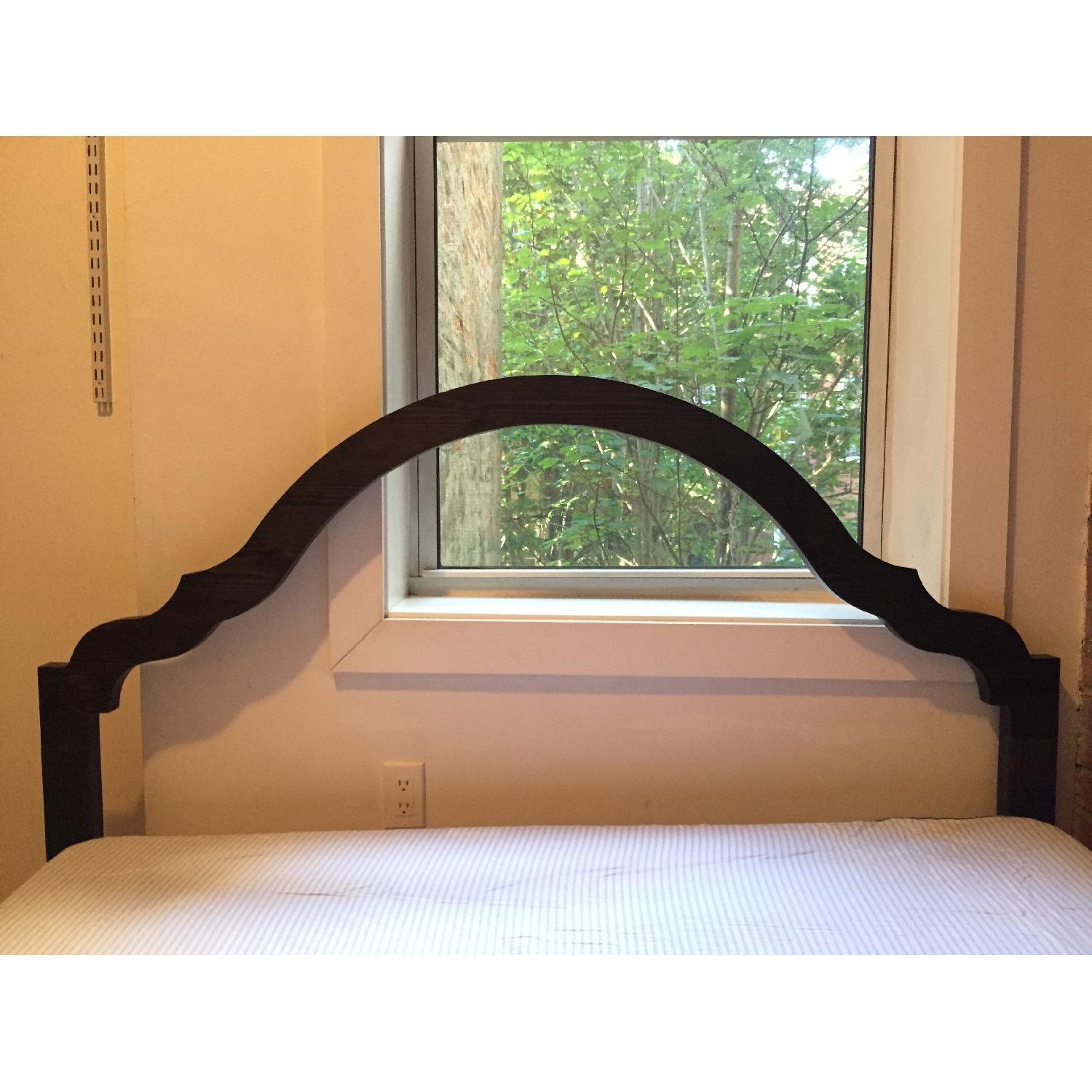 CB2 Silhouette Dark Wood Queen Bed Frame w/ Headboard - image-2