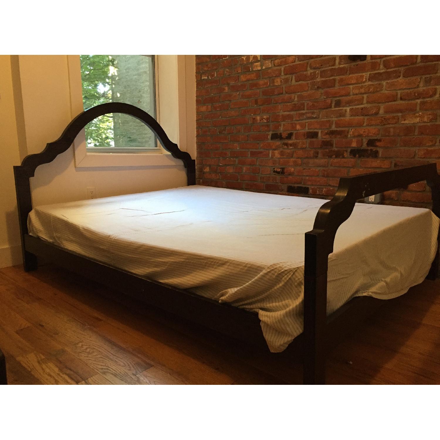 CB2 Silhouette Dark Wood Queen Bed Frame w/ Headboard - image-3