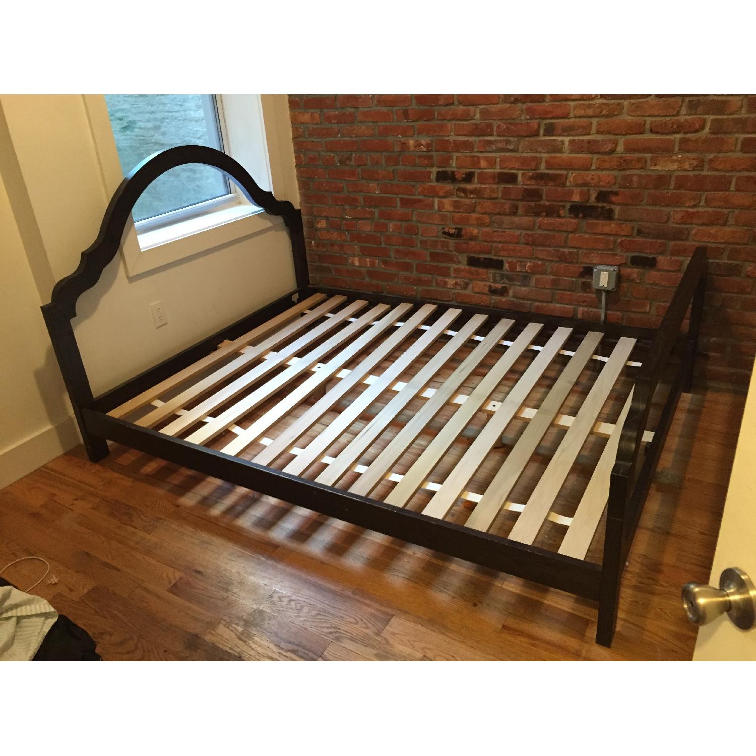 CB2 Silhouette Dark Wood Queen Bed Frame w/ Headboard - image-8