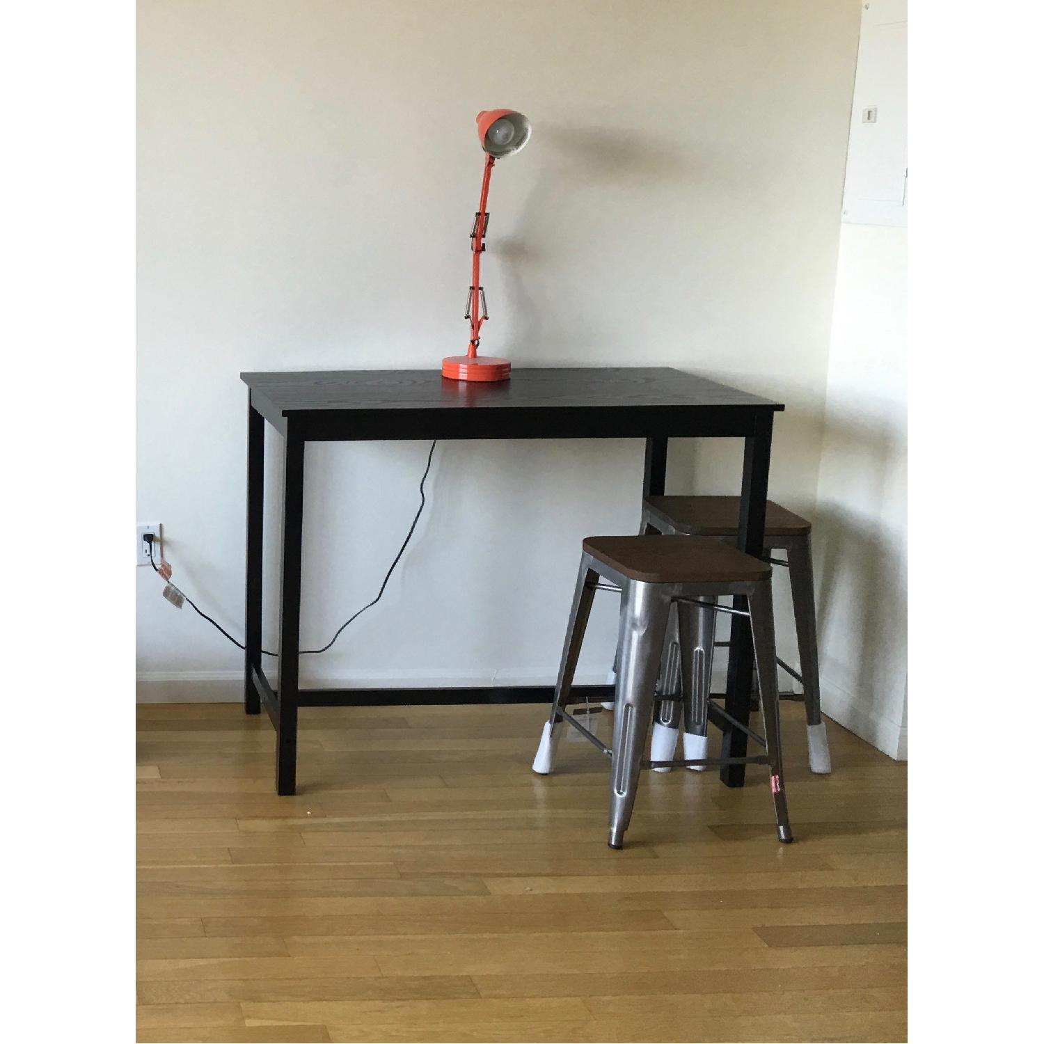 Target Counter Height Pub Table w/ 4 Industrial Wood Metal Counter Stools - image-1