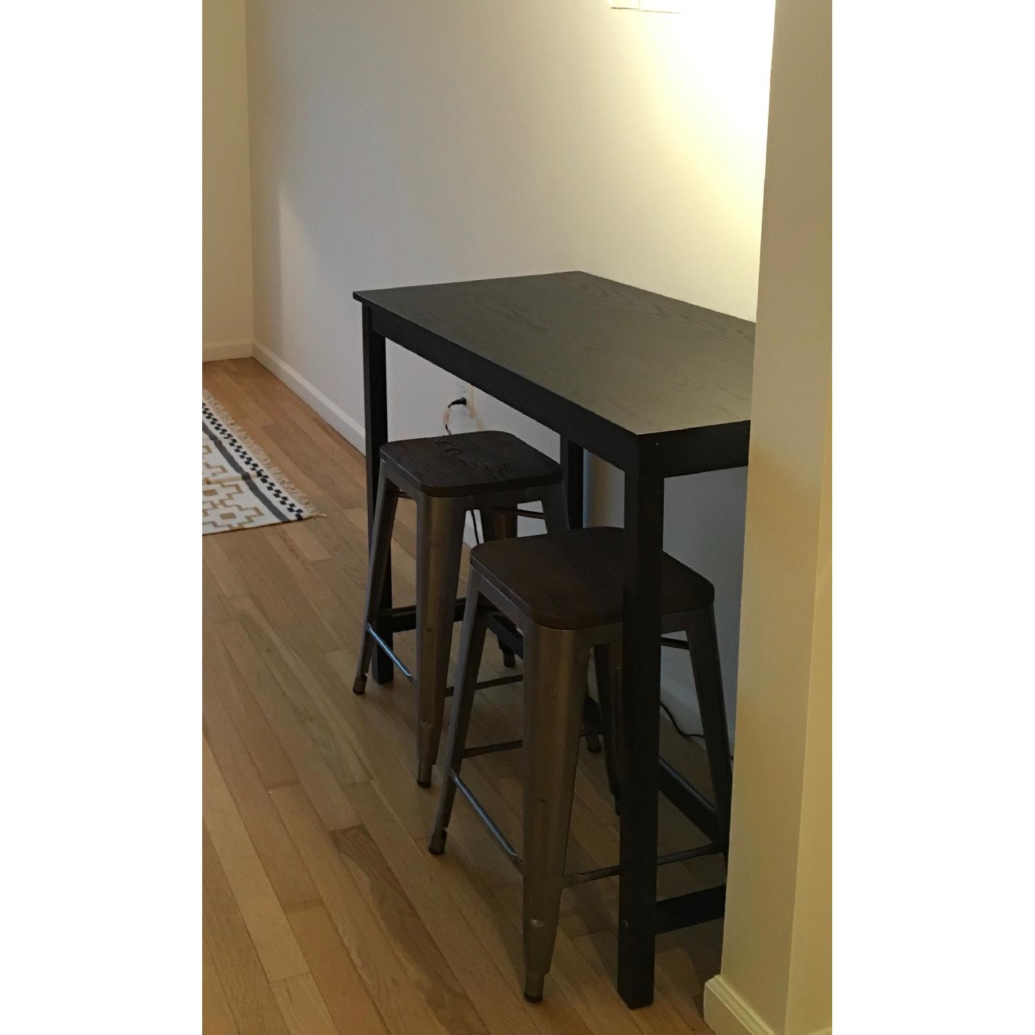 Target Counter Height Pub Table w/ 4 Industrial Wood Metal Counter Stools - image-2