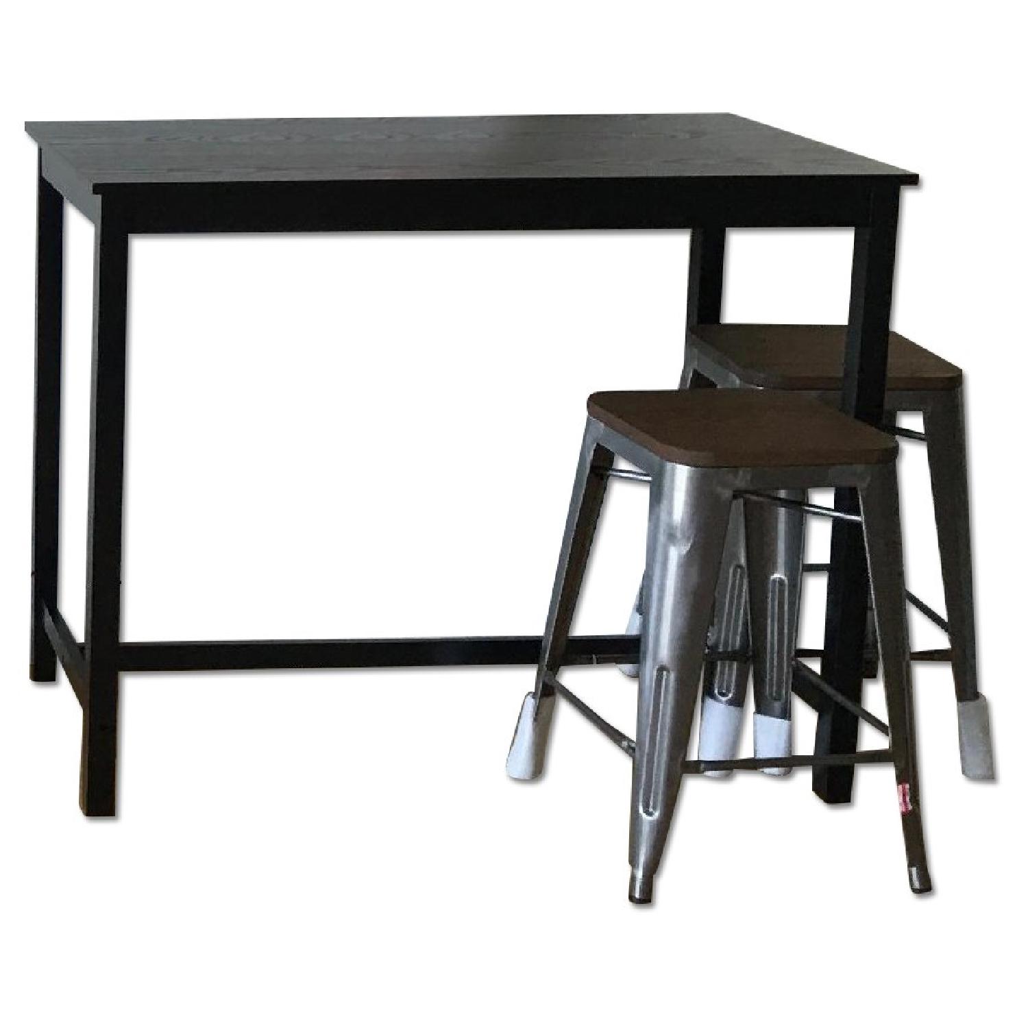 Target Counter Height Pub Table w/ 4 Industrial Wood Metal Counter Stools - image-6