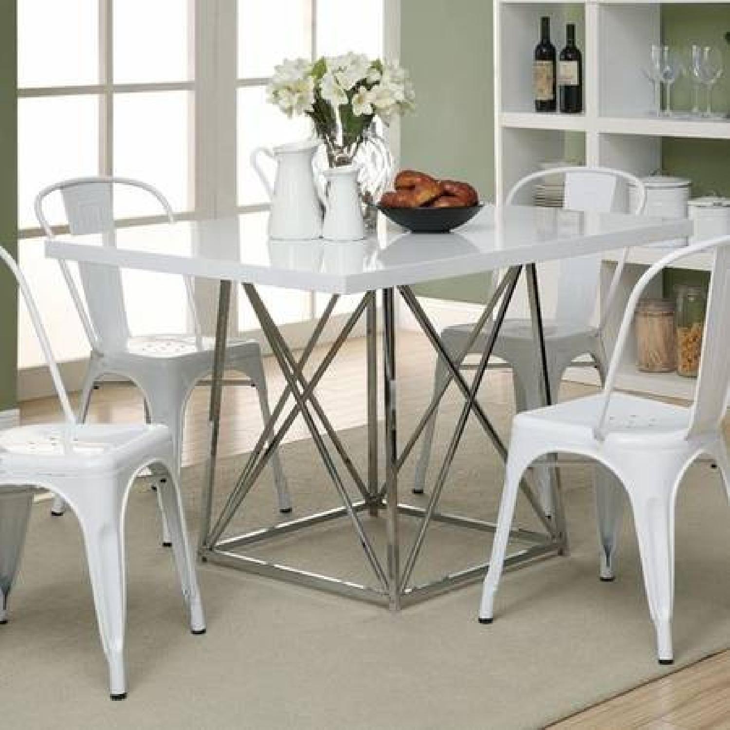 Wayfair Monarch Specialties White & Silver Dining Table - image-1