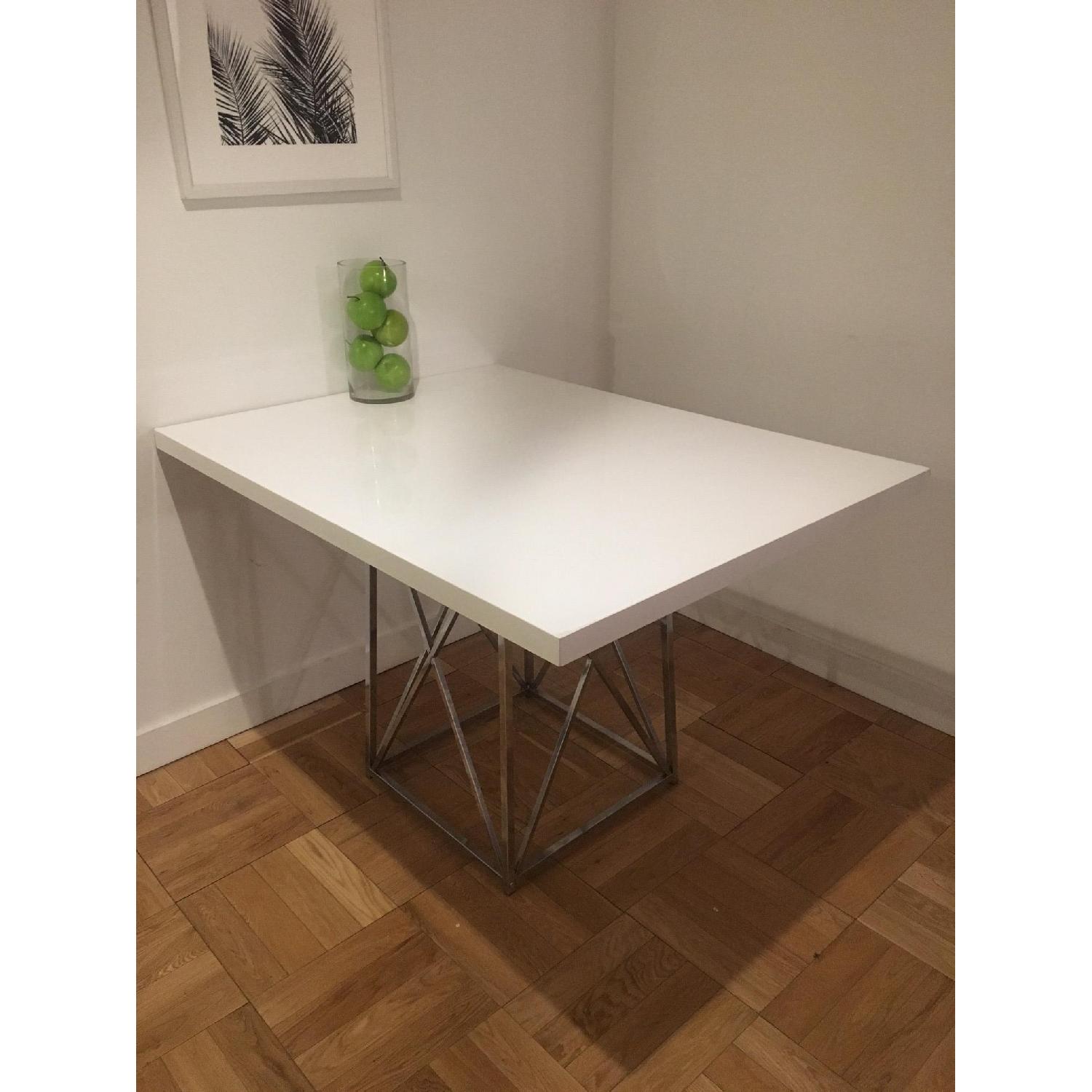 Wayfair Monarch Specialties White & Silver Dining Table - image-3