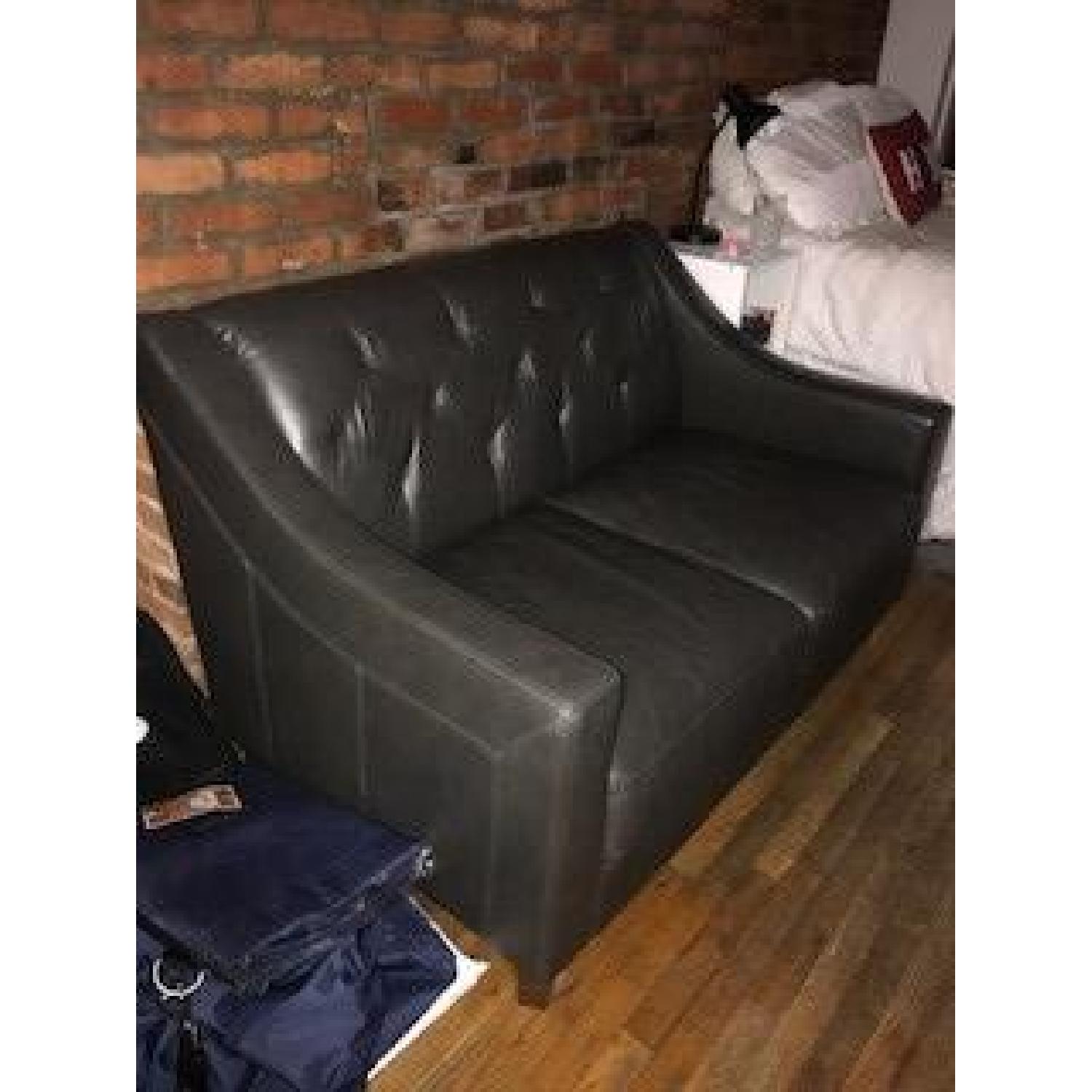 Macy's Claudia II Leather Tufted Loveseat - image-2