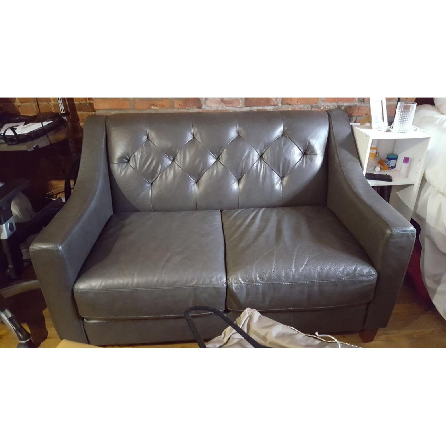 Macy's Claudia II Leather Tufted Loveseat - image-4