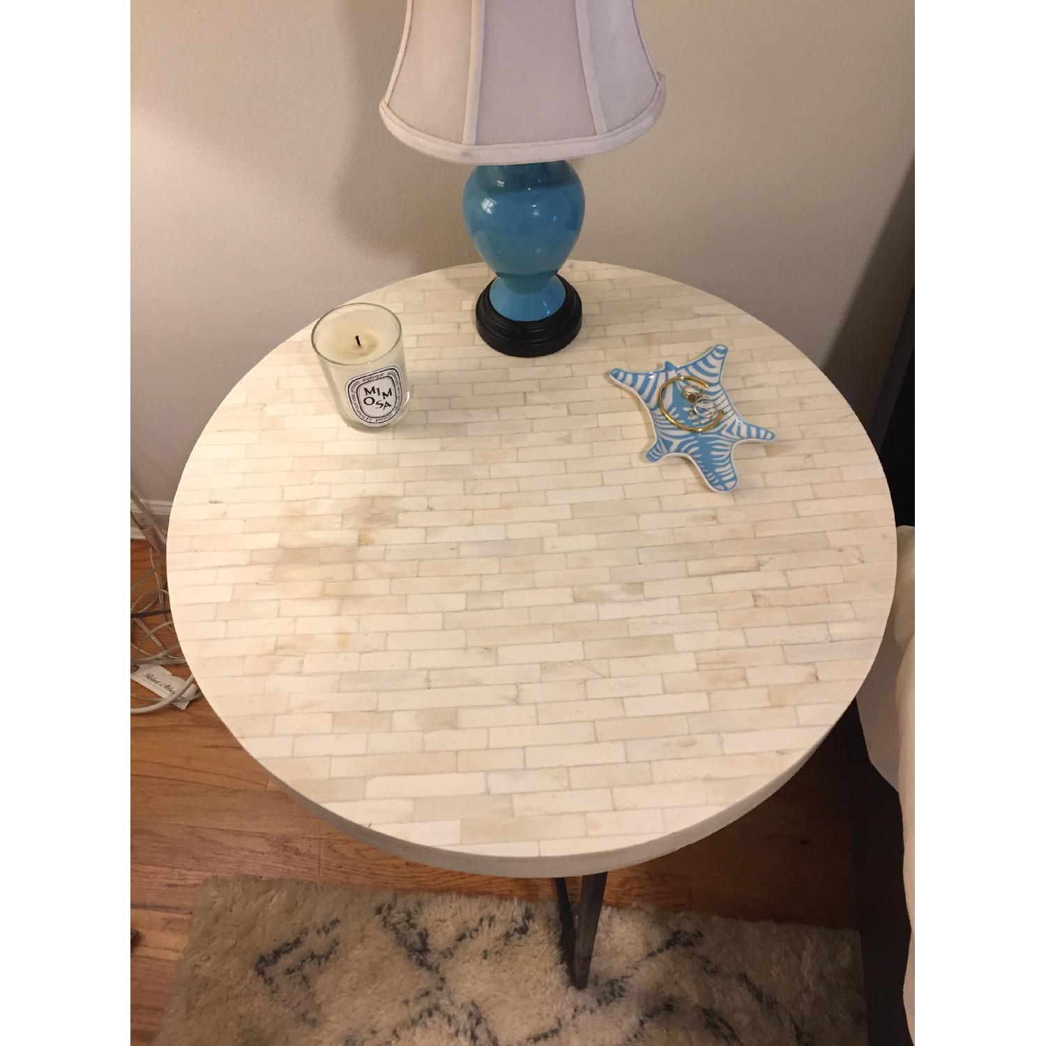 West Elm Bone-Tiled Side Table w/ Metal Base - image-3