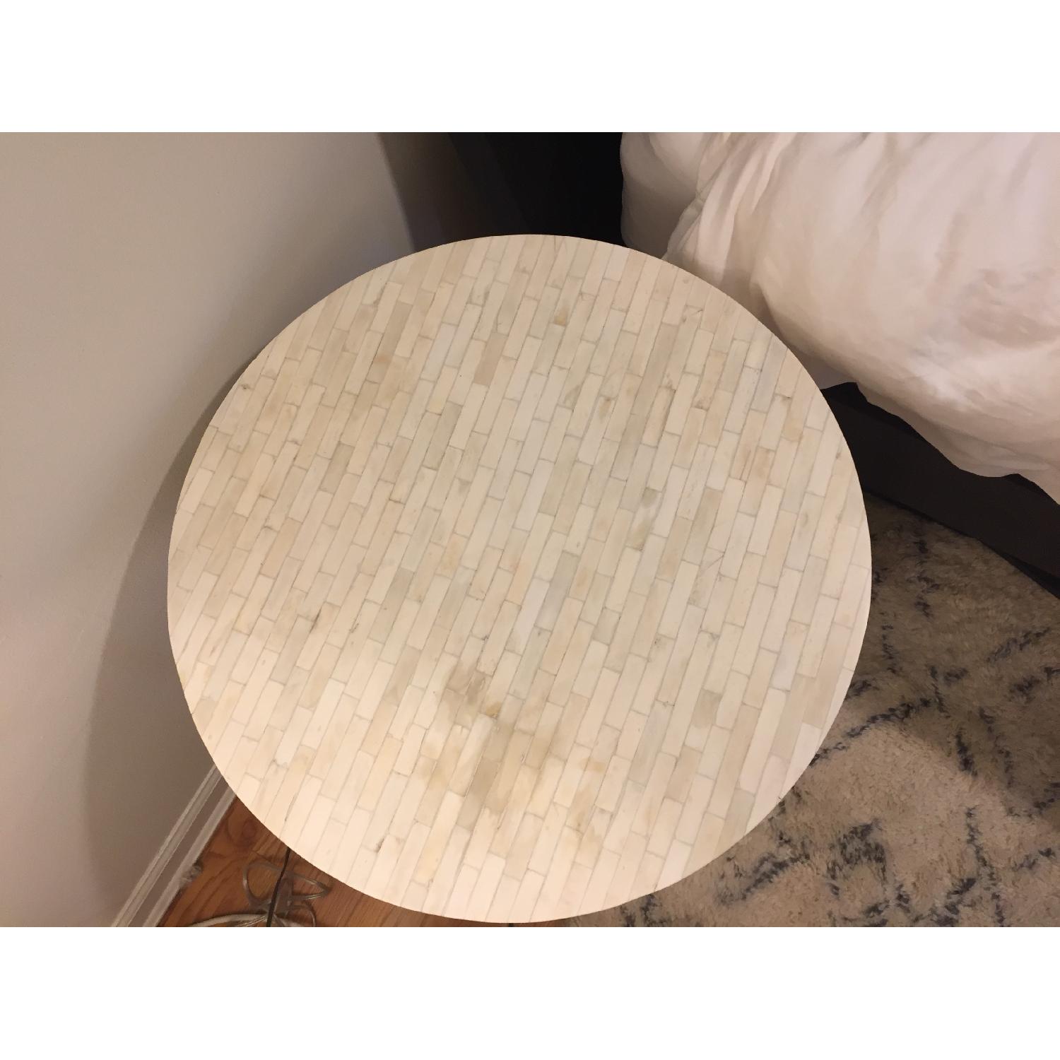 West Elm Bone-Tiled Side Table w/ Metal Base - image-4