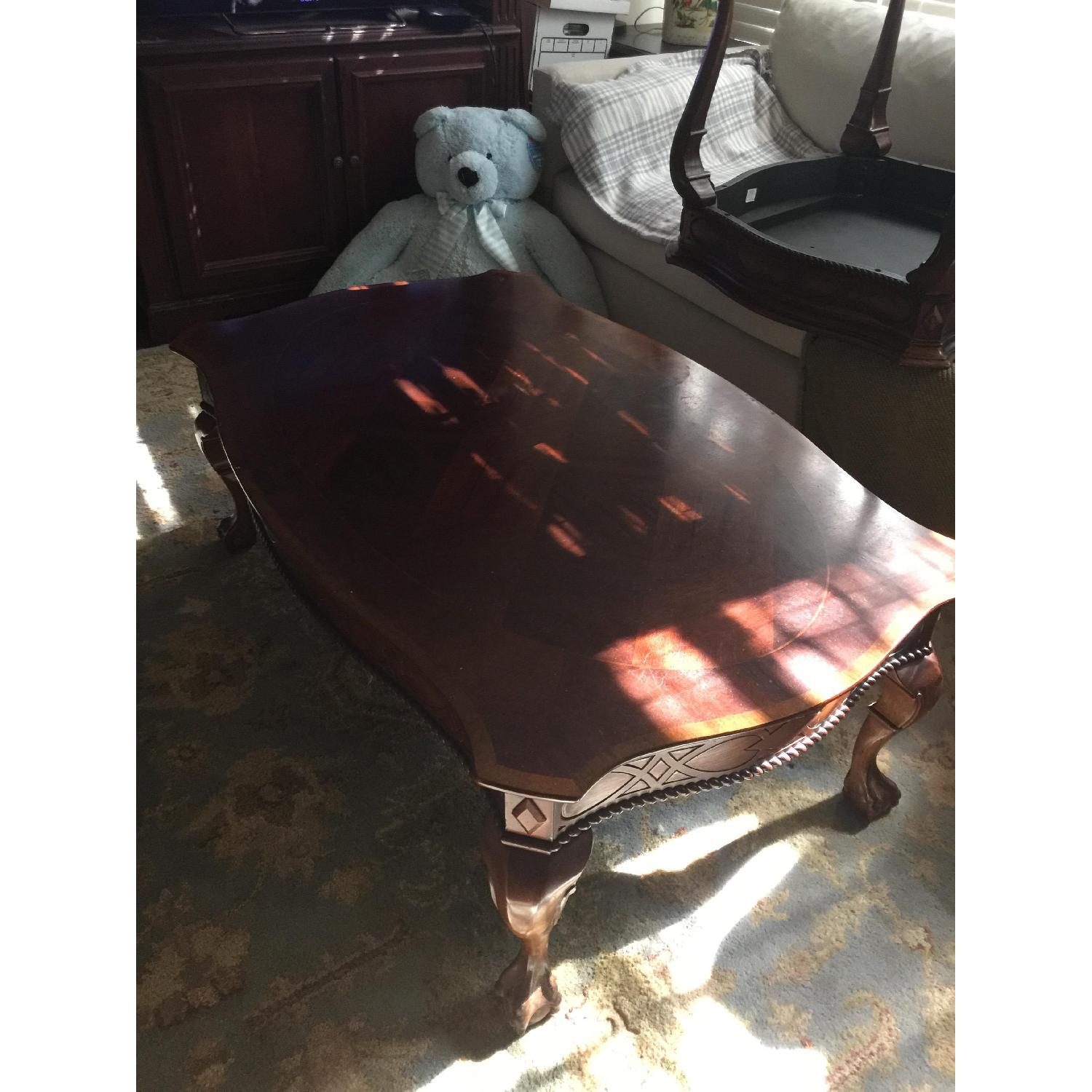 Lillian August Mahogany Coffee Table w/ Claw Feet - image-1