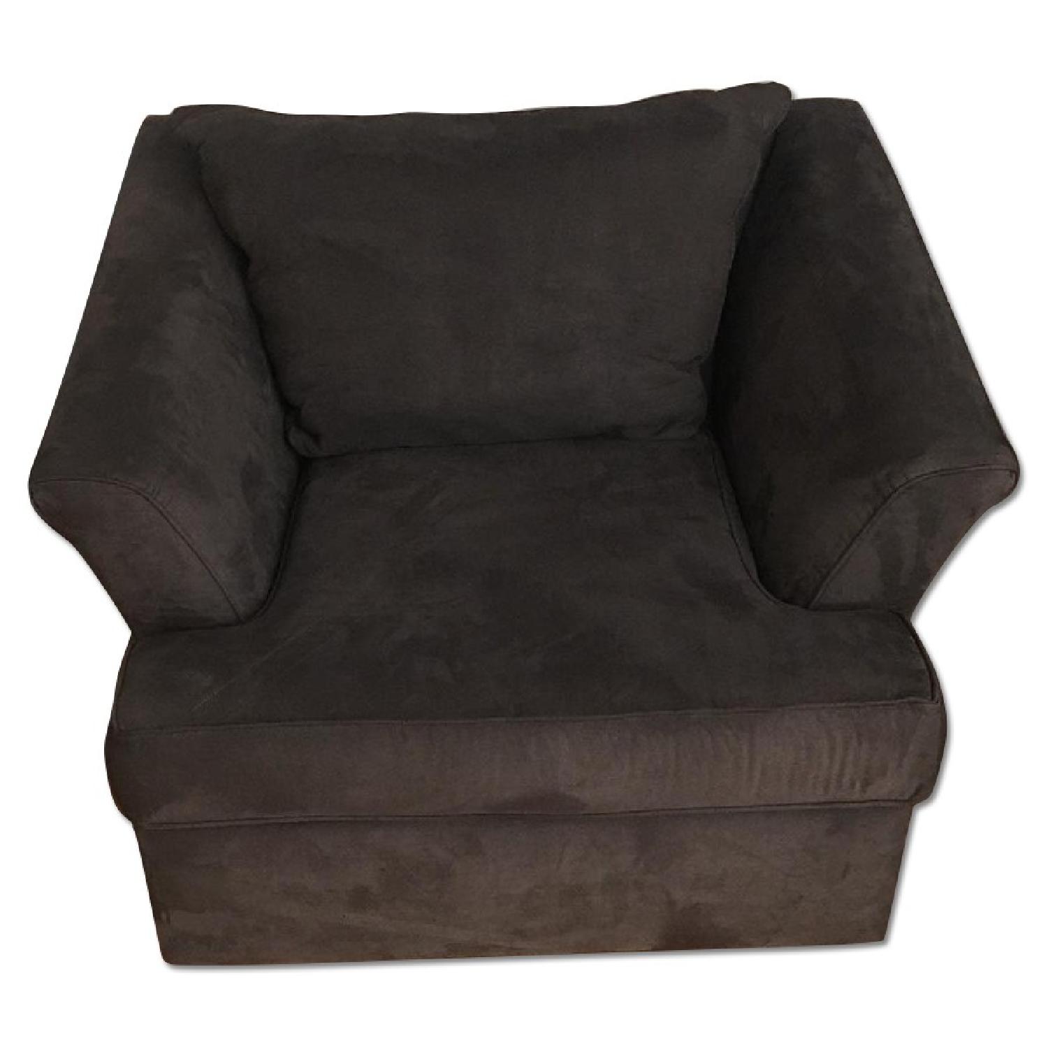 Jennifer Convertibles Microsuede Sofa + Armchair in Charcoal - image-5