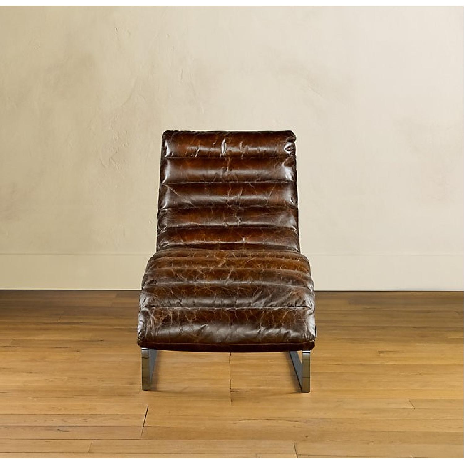 Restoration Hardware Oviedo Leather Chaise Lounge - image-2