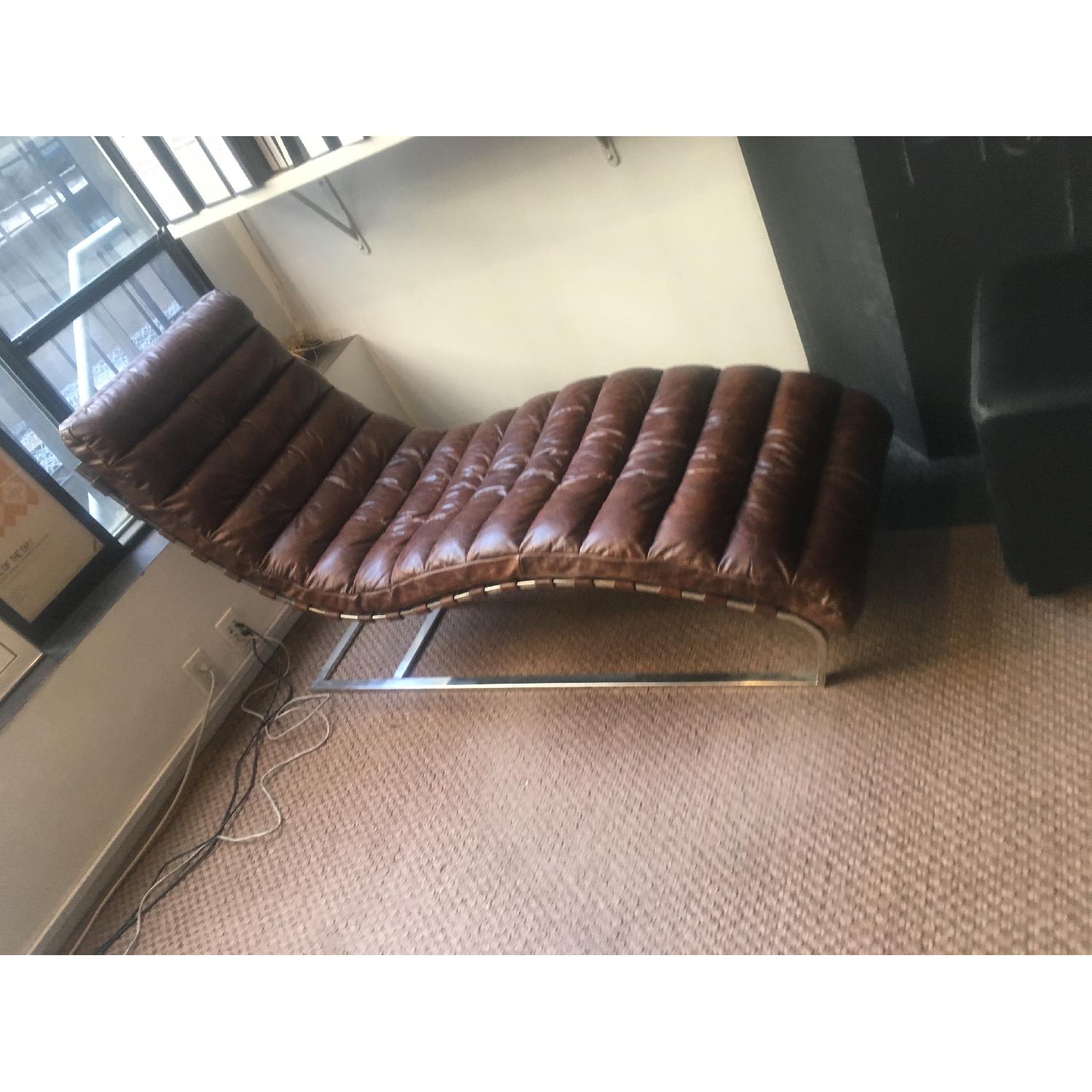 Restoration Hardware Oviedo Leather Chaise Lounge - image-4