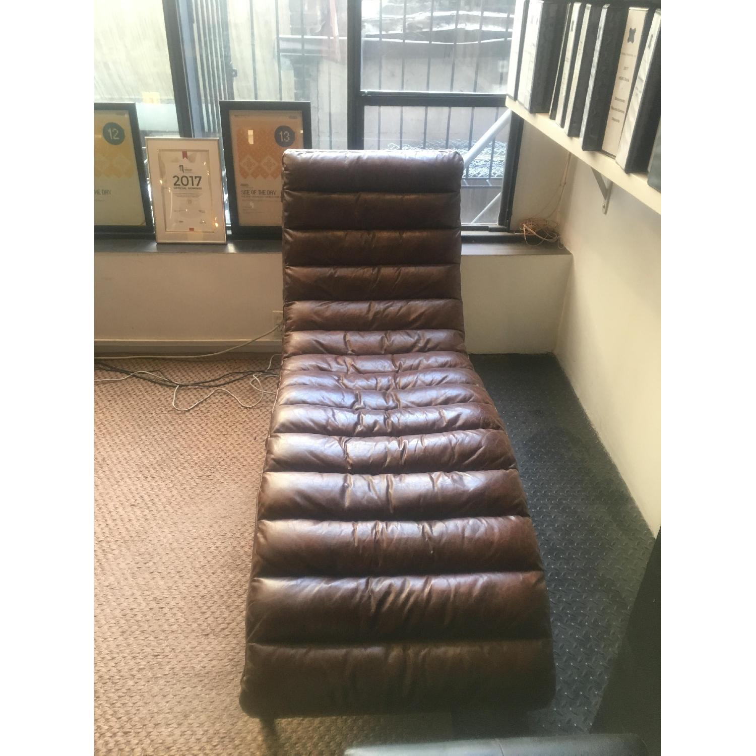 Restoration Hardware Oviedo Leather Chaise Lounge - image-5