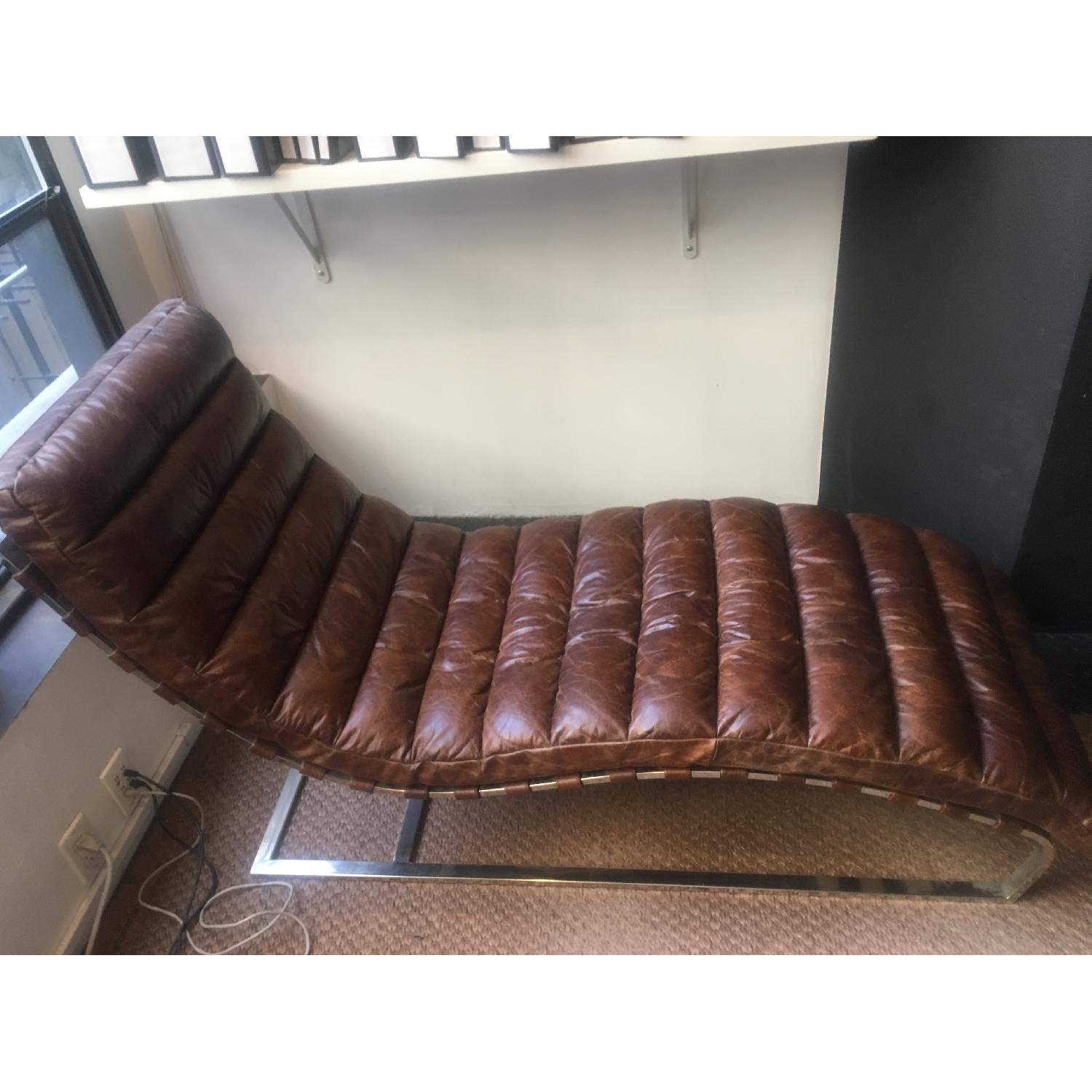 Restoration Hardware Oviedo Leather Chaise Lounge - image-6