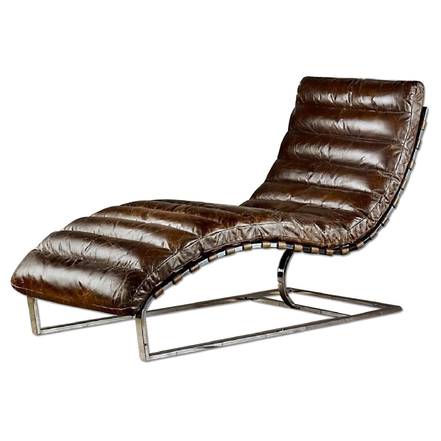 Restoration Hardware Oviedo Leather Chaise Lounge AptDeco