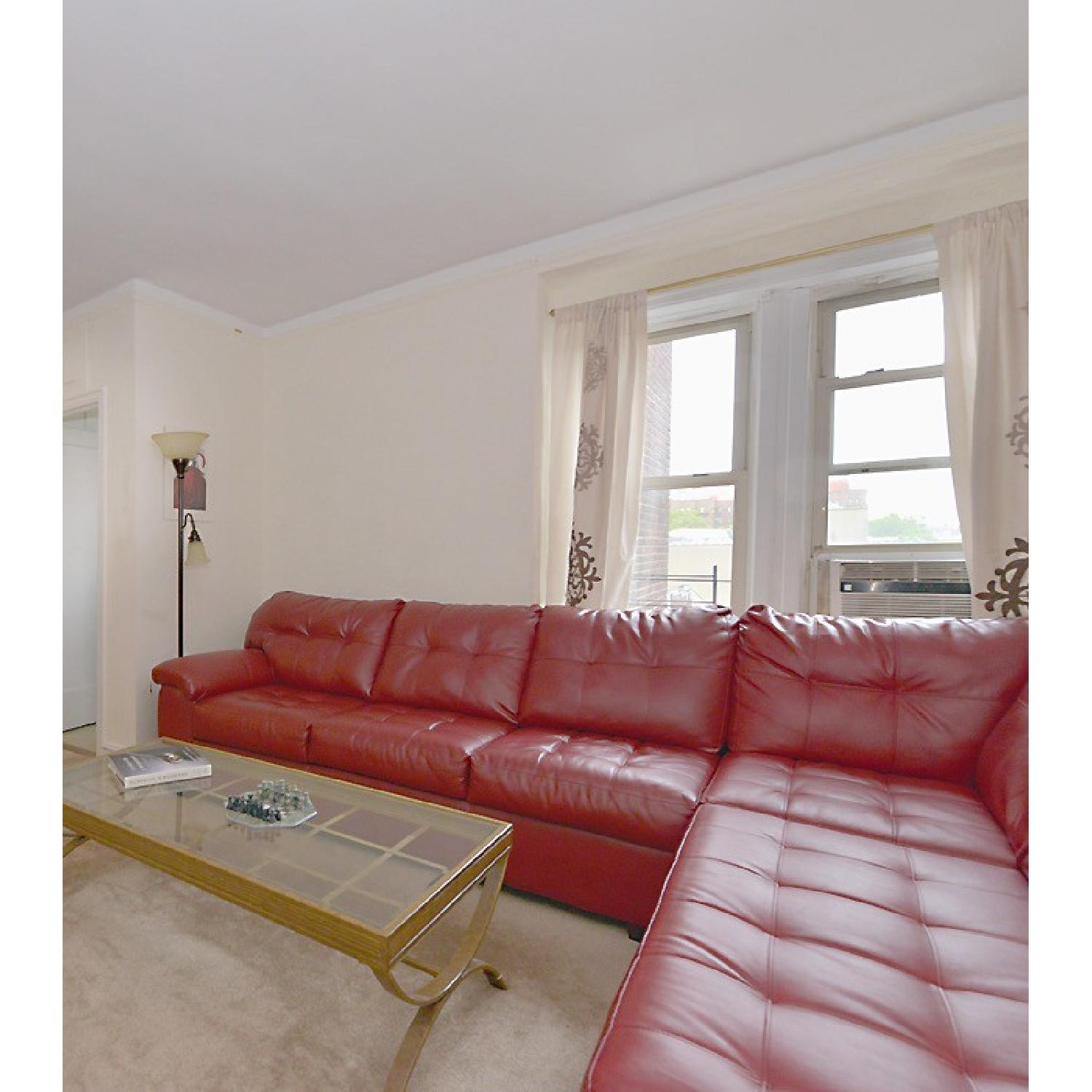 Bob's Red Bonded Leather Sectional Sofa - image-2