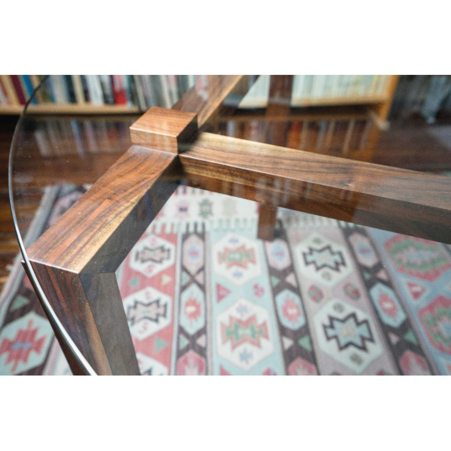 Sergey Levchin Furniture Designs Custom Glass Top Modern Dining Table w/ Walnut Exposed Frame - image-3