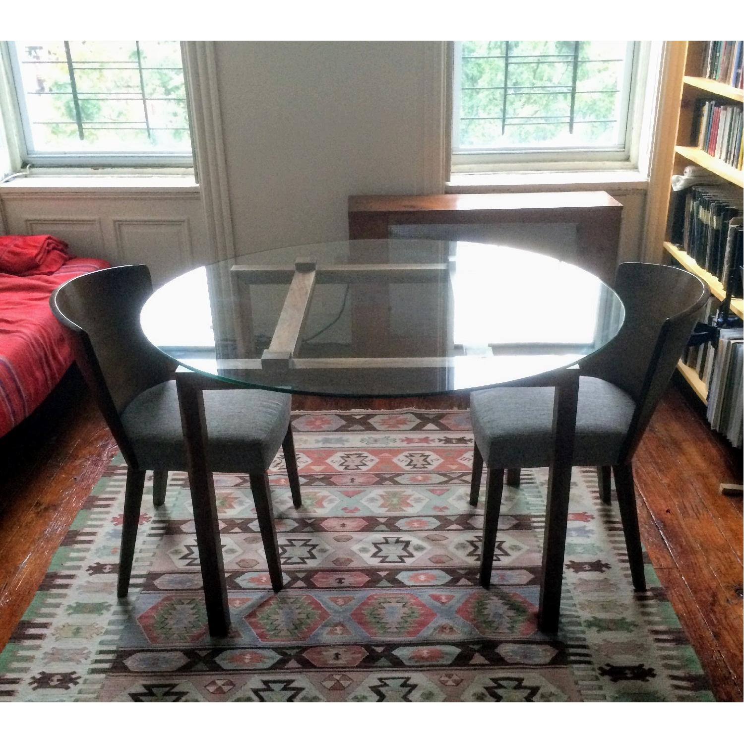 Sergey Levchin Furniture Designs Custom Glass Top Modern Dining Table w/ Walnut Exposed Frame - image-4