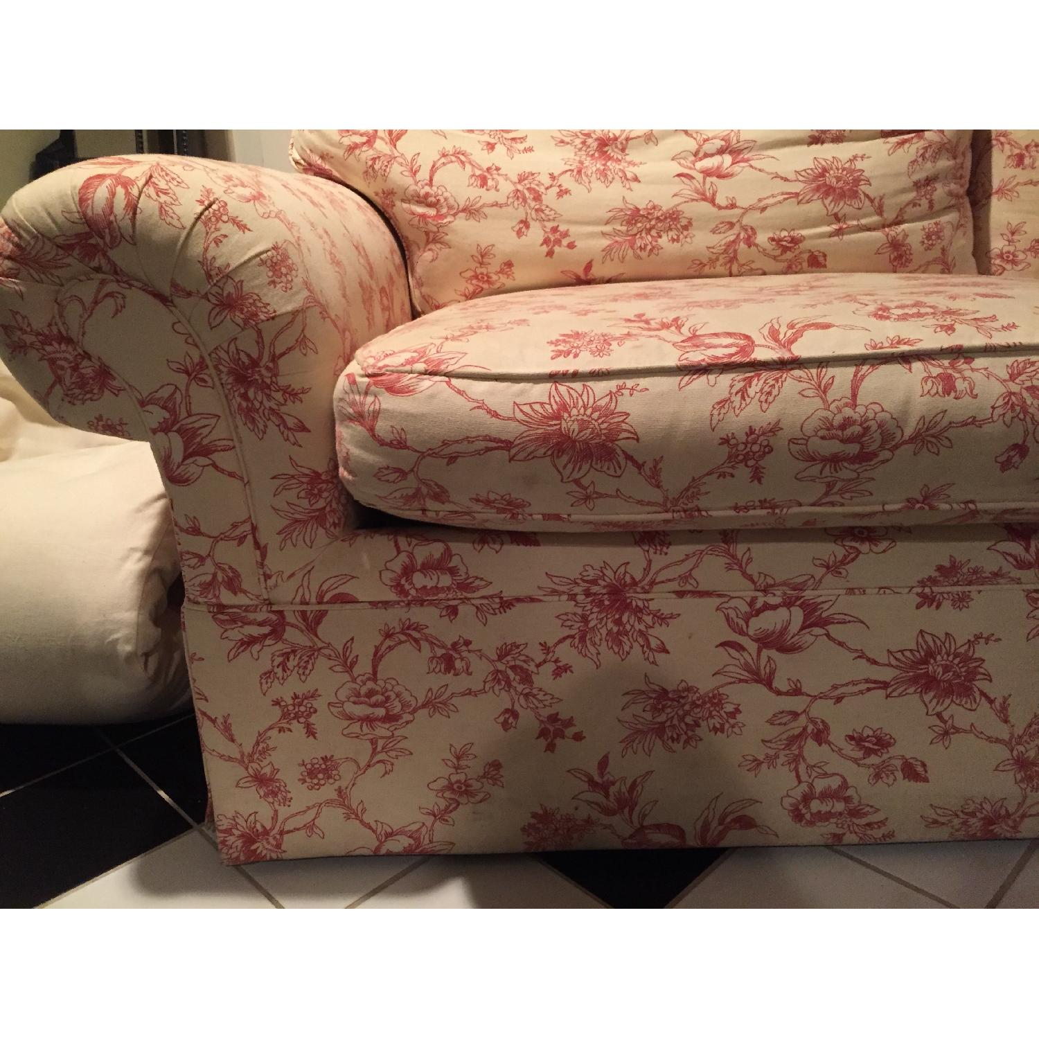 Kravet Red & Ivory Upholstered Sofa - image-2