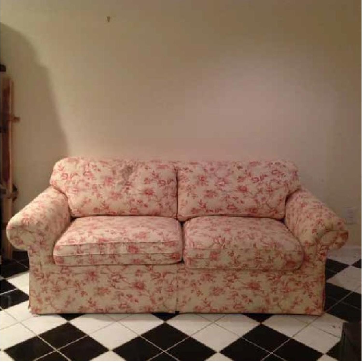 Kravet Red & Ivory Upholstered Sofa - image-5