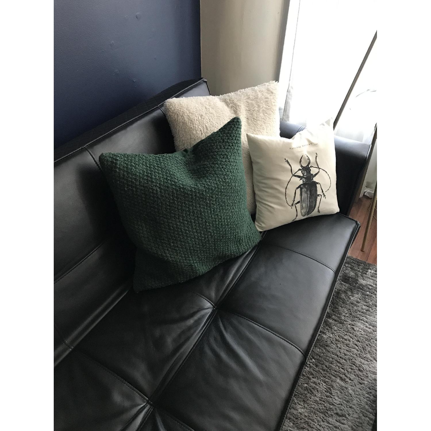 Black Leather Tufted Sofa - image-2