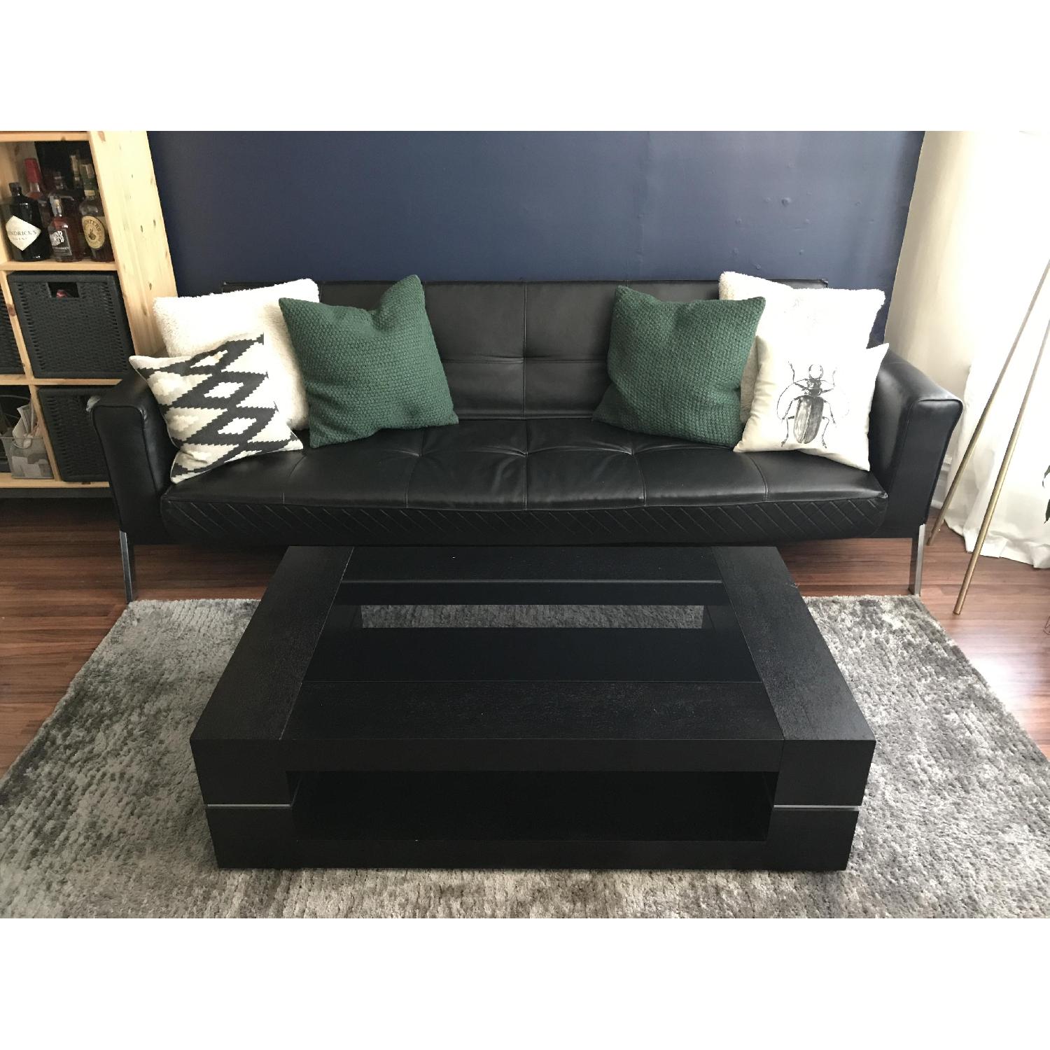 Black Leather Tufted Sofa - image-4