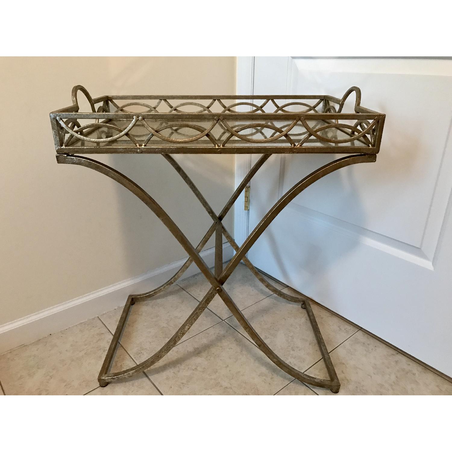 Metal & Mirrored Accent Table - image-2