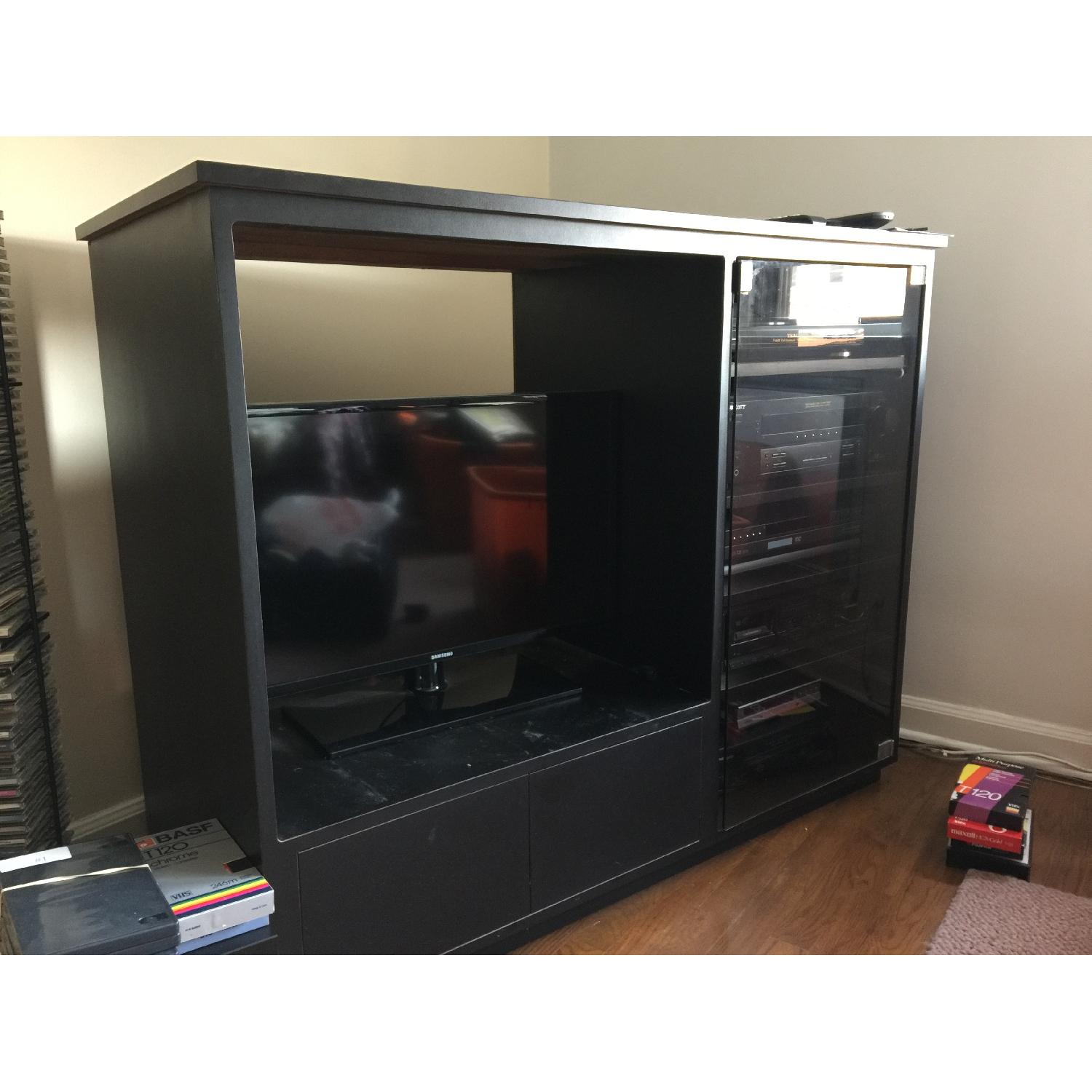 Black TV/Media Console w/ Glass Door - image-1