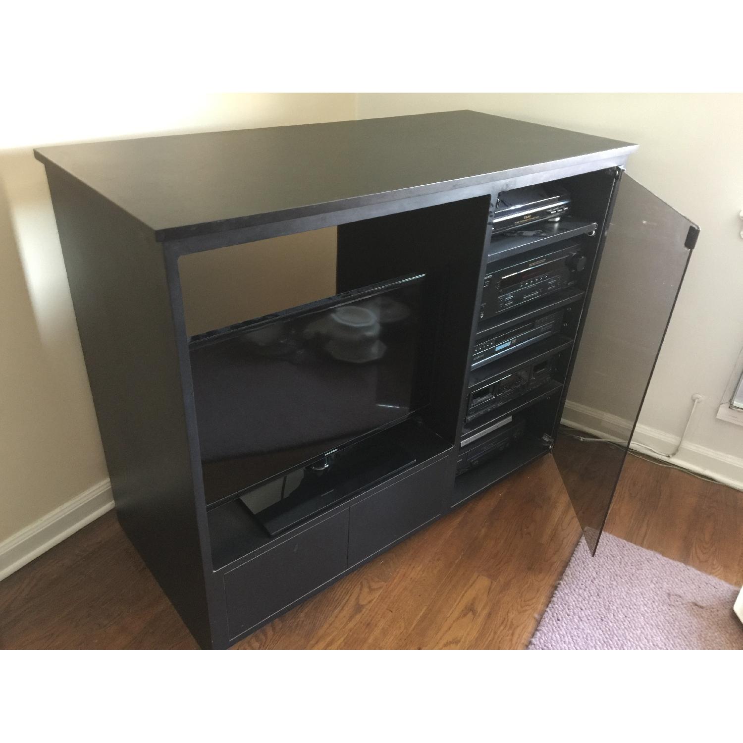 Black TV/Media Console w/ Glass Door - image-2
