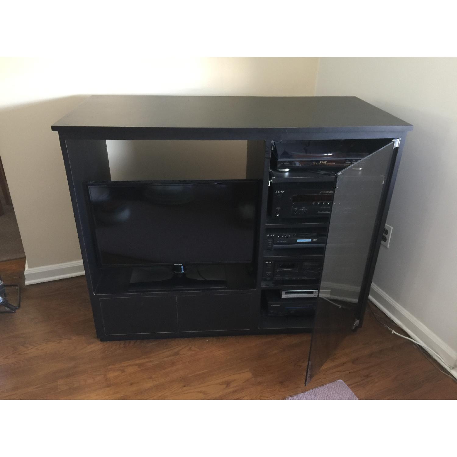 Black TV/Media Console w/ Glass Door - image-3