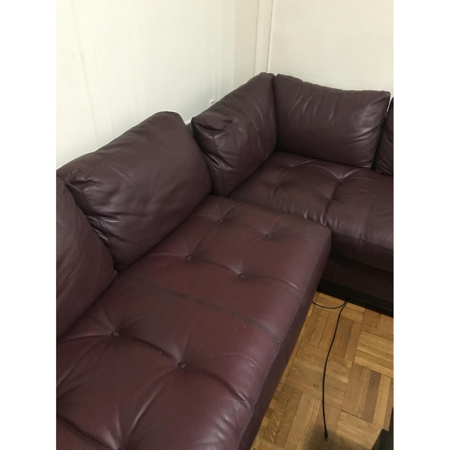 Leather & Wood Tufted Sectional Sofa - image-1