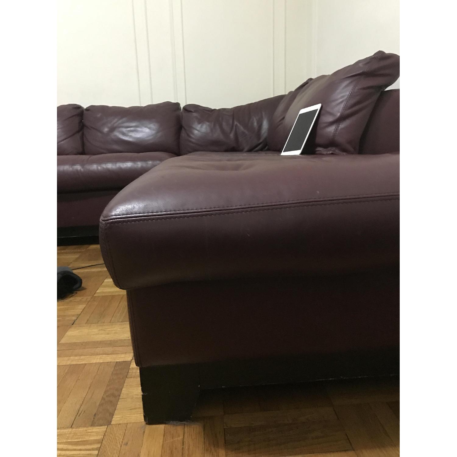 Leather & Wood Tufted Sectional Sofa - image-2