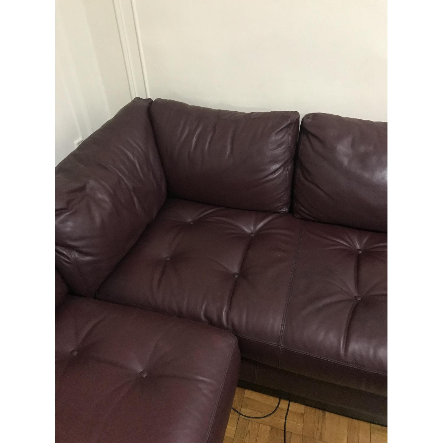 Leather & Wood Tufted Sectional Sofa - image-3