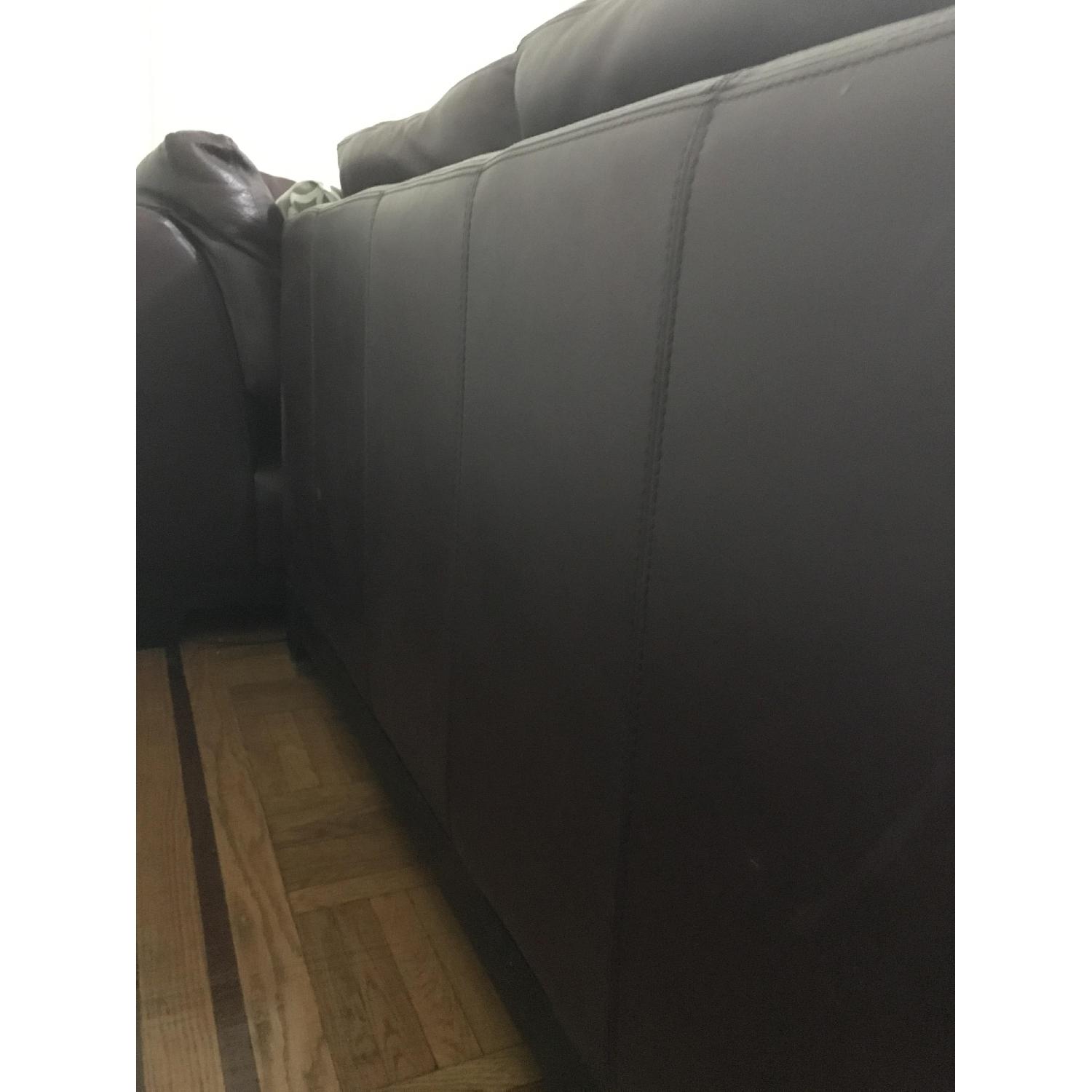 Leather & Wood Tufted Sectional Sofa - image-7