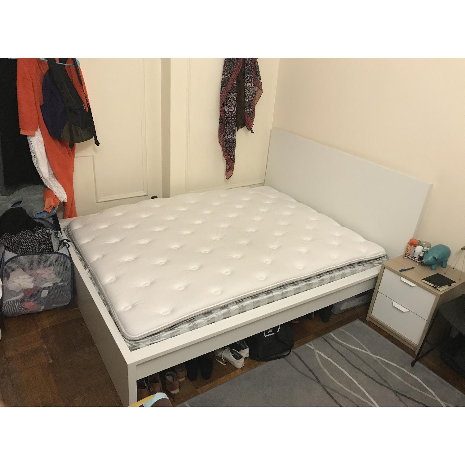 Ikea Malm White Queen Bed Frame w/ Slatted Base - image-1
