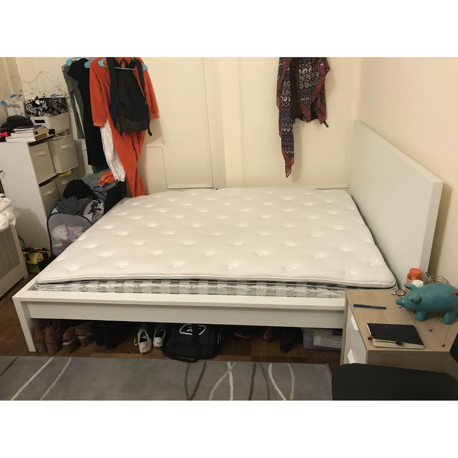 Ikea Malm White Queen Bed Frame w/ Slatted Base - image-2