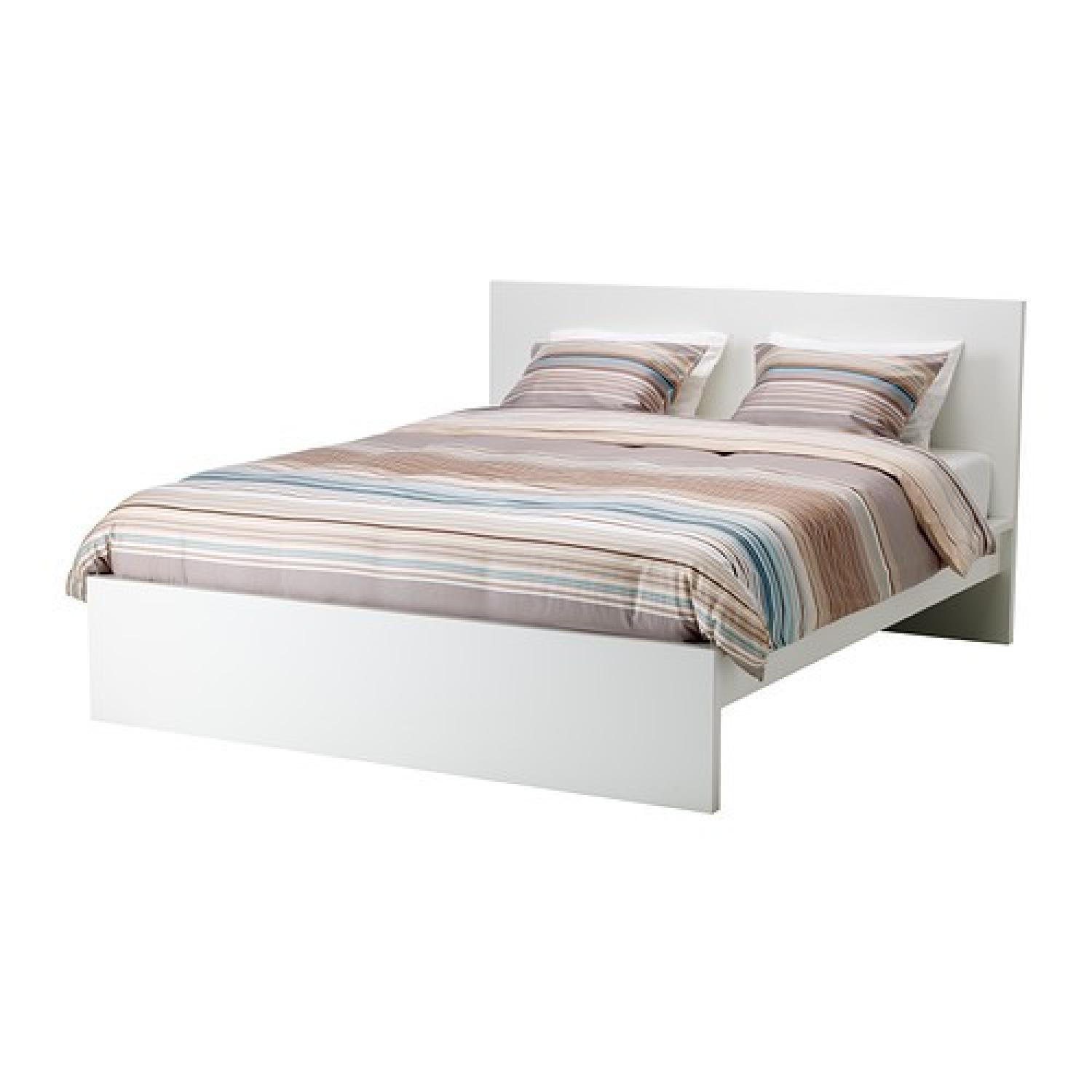 Ikea Malm White Queen Bed Frame w/ Slatted Base - image-0