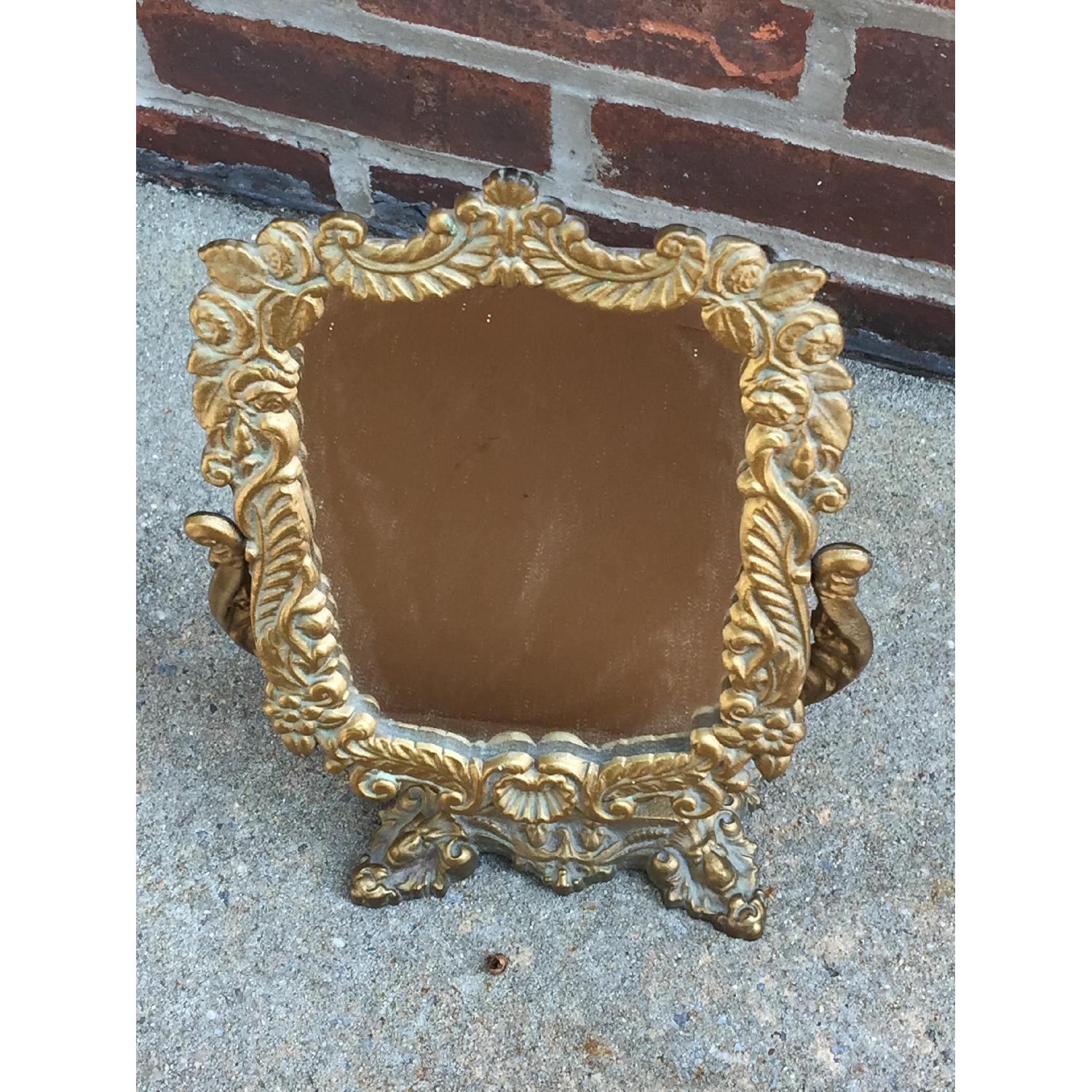 Antique Victorian Brass Bronze Table Top Vanity Counter Mirror - image-2