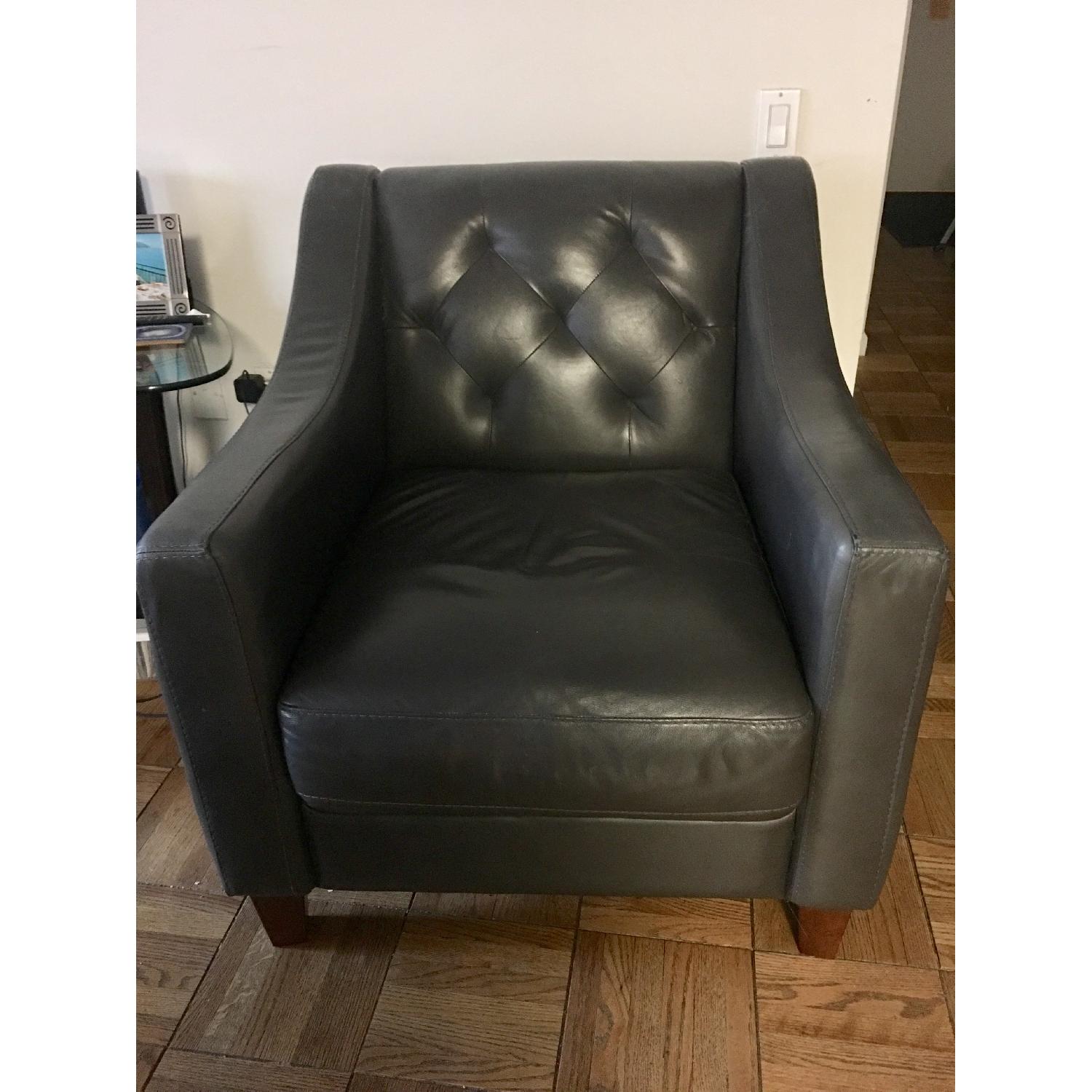 Macy's Leather Tufted Accent Chair - image-1