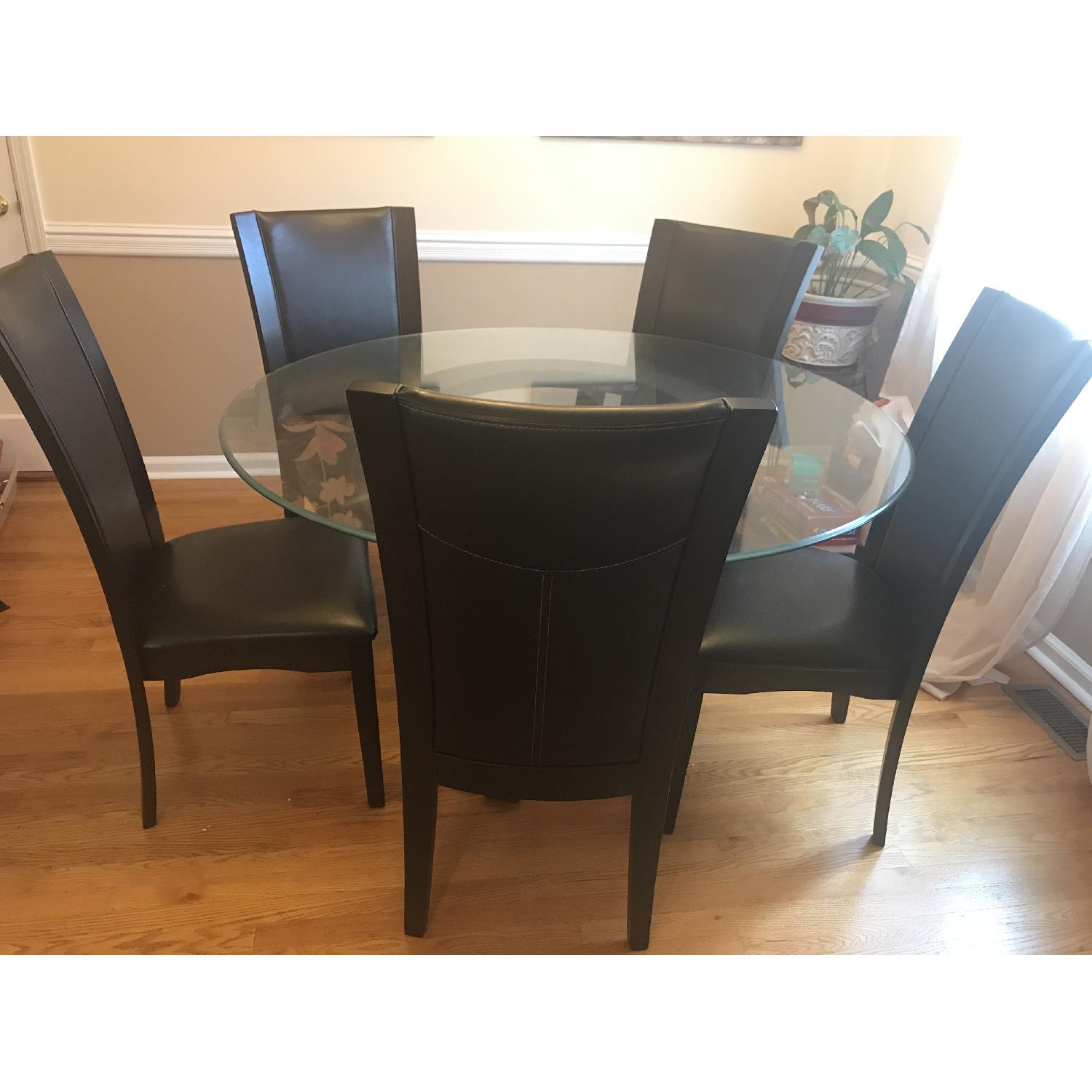 Raymour & Flanigan Glass Dining Table w/ 5 Chairs - image-1