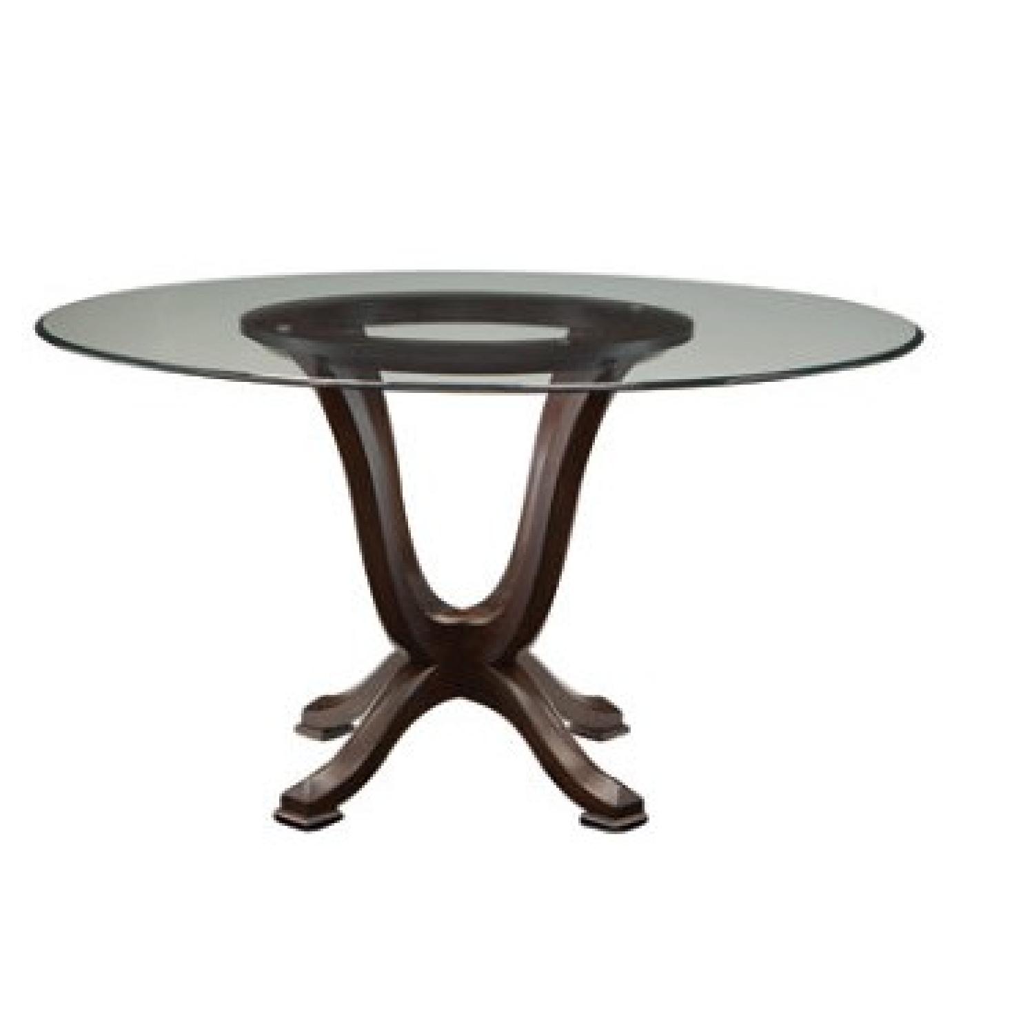Raymour & Flanigan Glass Dining Table w/ 5 Chairs AptDeco